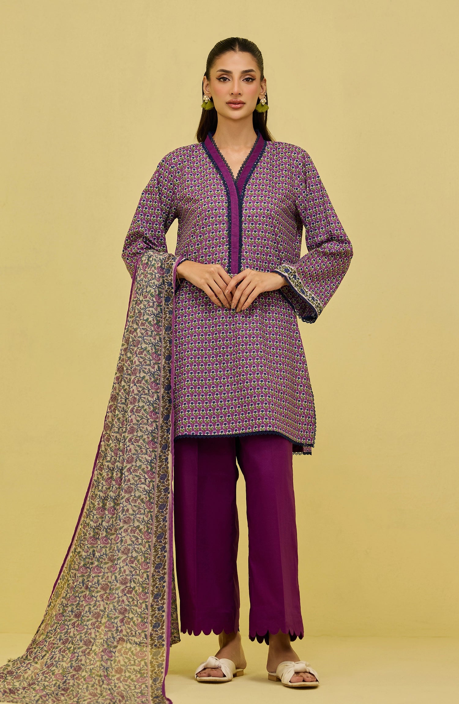 Unstitched | 3 Piece | Printed | Lawn Shirt | OTL-20366/U PURPLE
