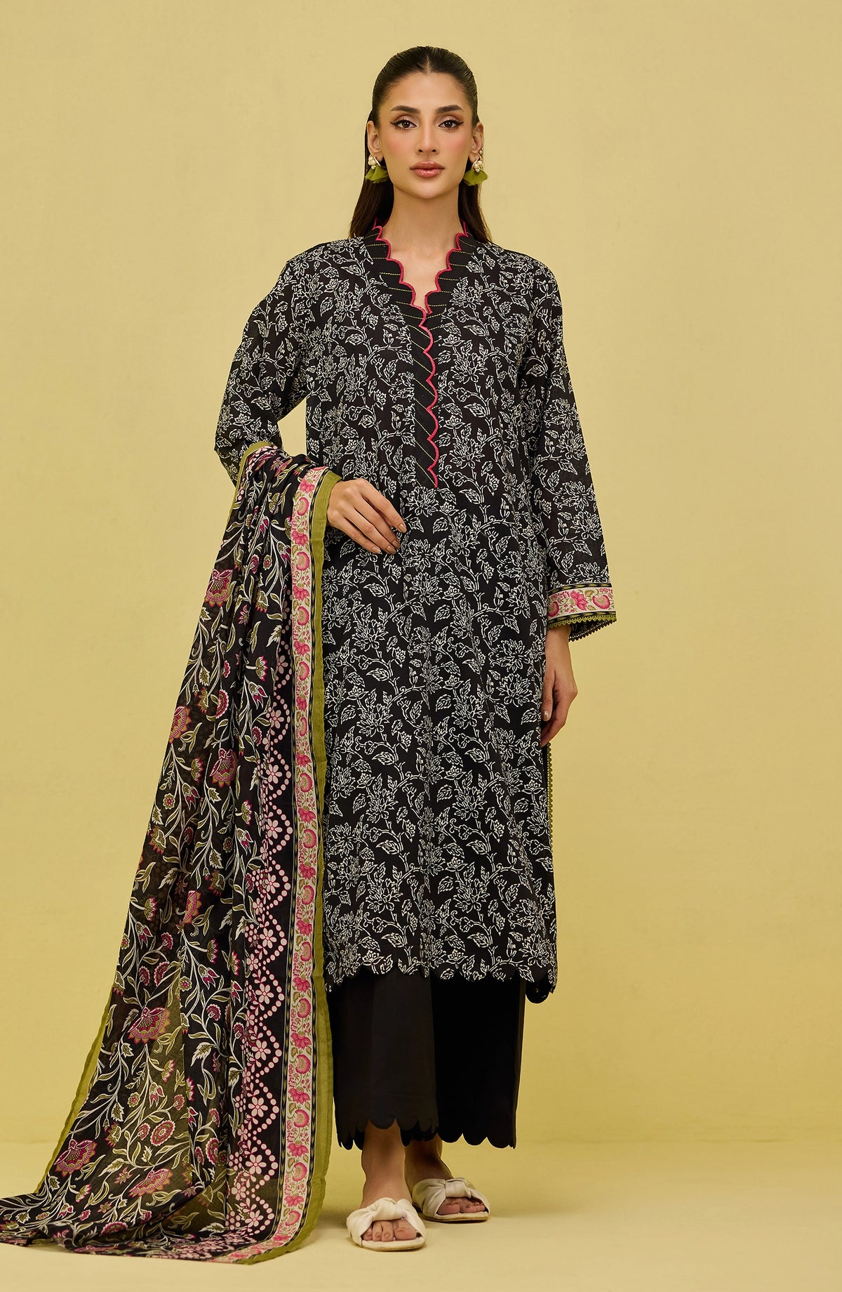 Unstitched | 3 Piece | Printed | Lawn Shirt | OTL-20716/U BLACK