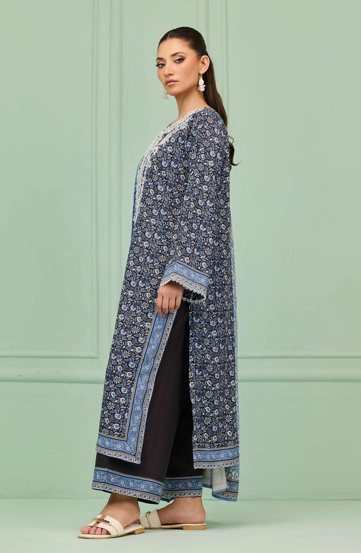 Stitched | 3 Piece | Printed Embroidered | Linen Viscose Shirt | OTL-20567/S BLACK | HAZELNUT