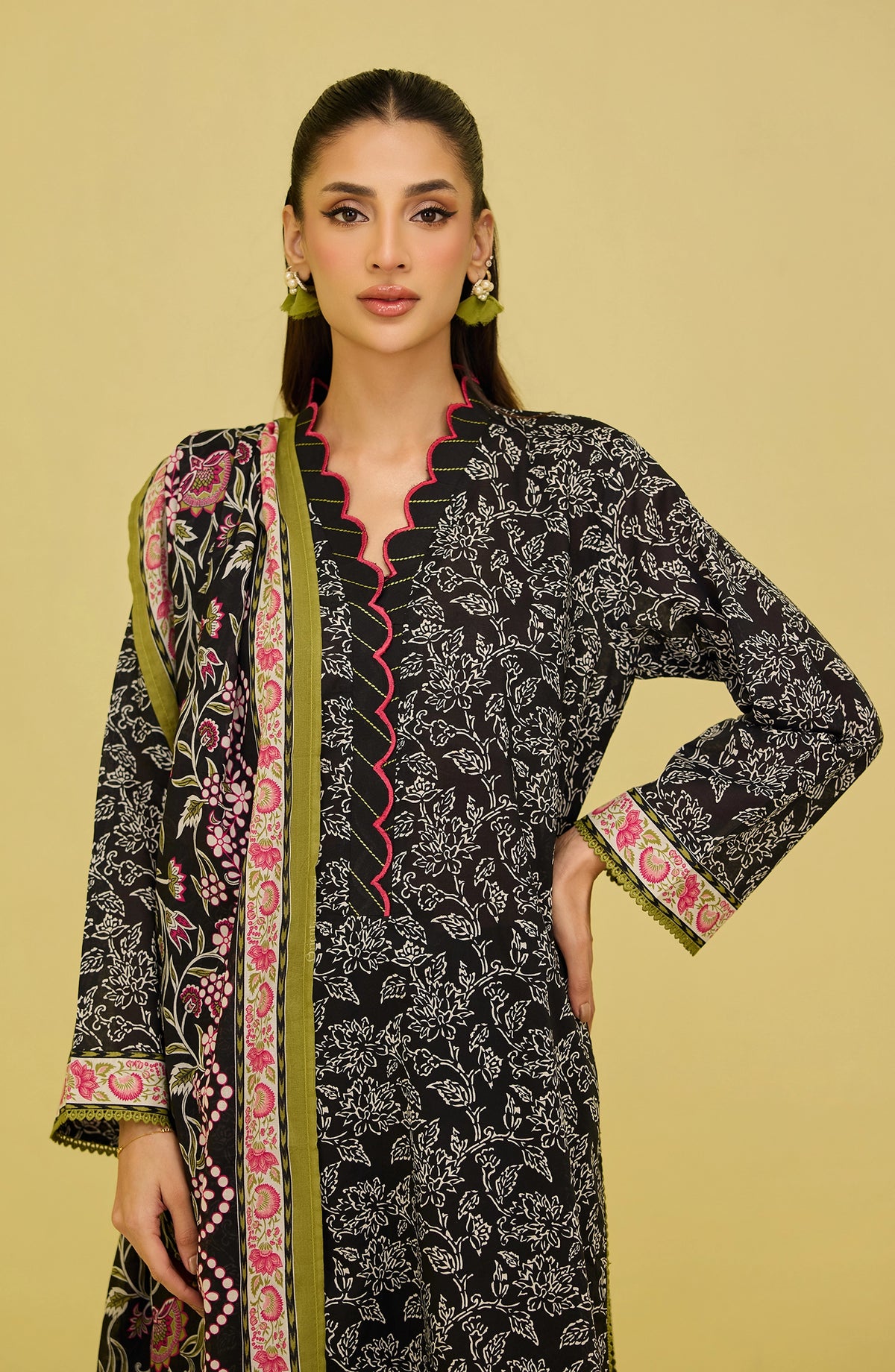Unstitched | 3 Piece | Printed | Lawn Shirt | OTL-20716/U BLACK