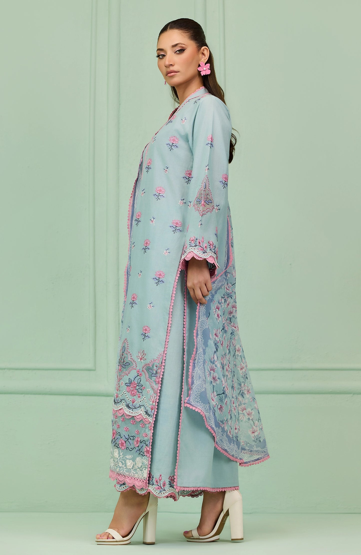 Unstitched | 3 Piece | Embroidered | Lawn Shirt | OTL-20096/U ICE BLUE