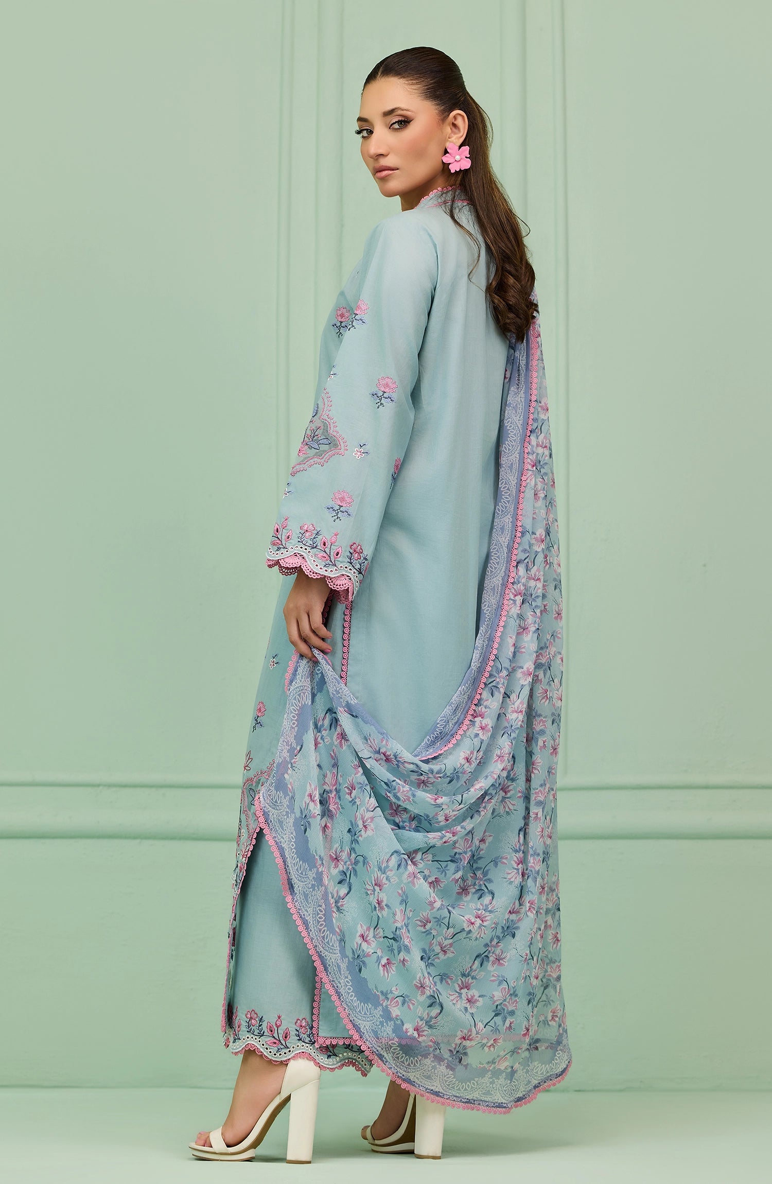 Unstitched | 3 Piece | Embroidered | Lawn Shirt | OTL-20096/U ICE BLUE