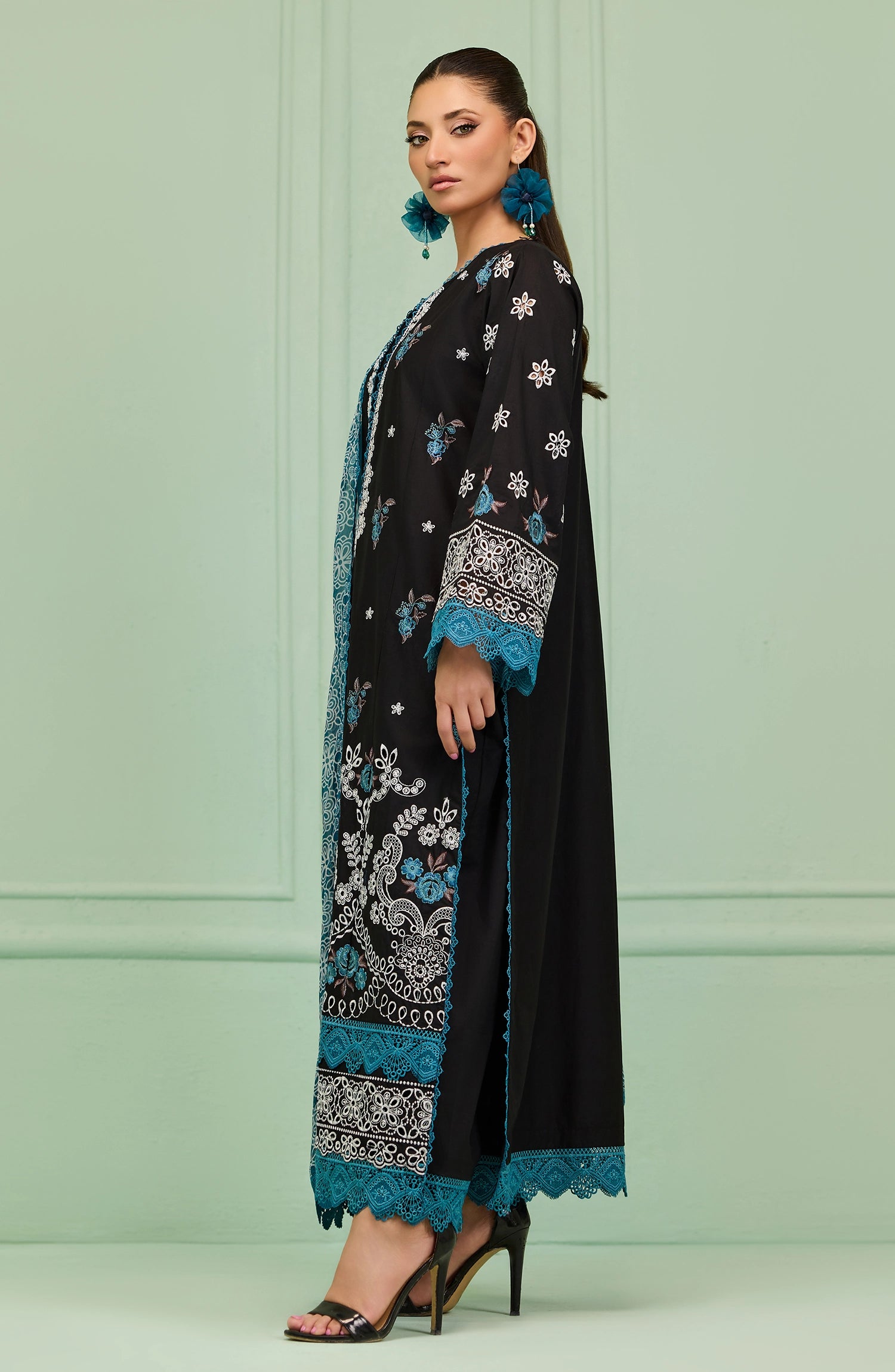 Unstitched | 3 Piece | Embroidered | Lawn Shirt | OTL-20186/U BLACK