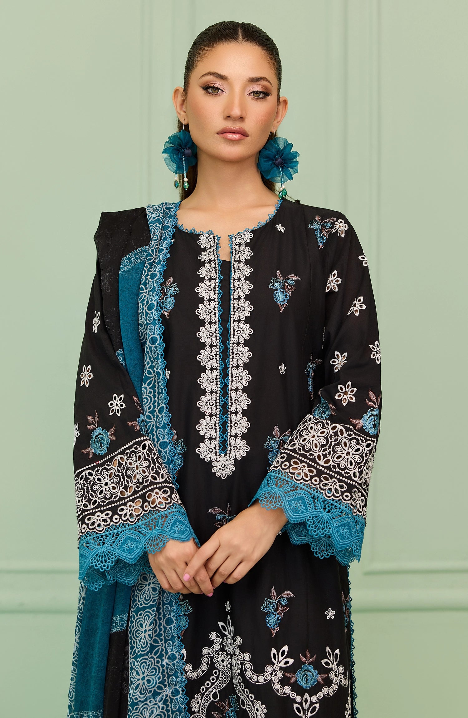 Unstitched | 3 Piece | Embroidered | Lawn Shirt | OTL-20186/U BLACK