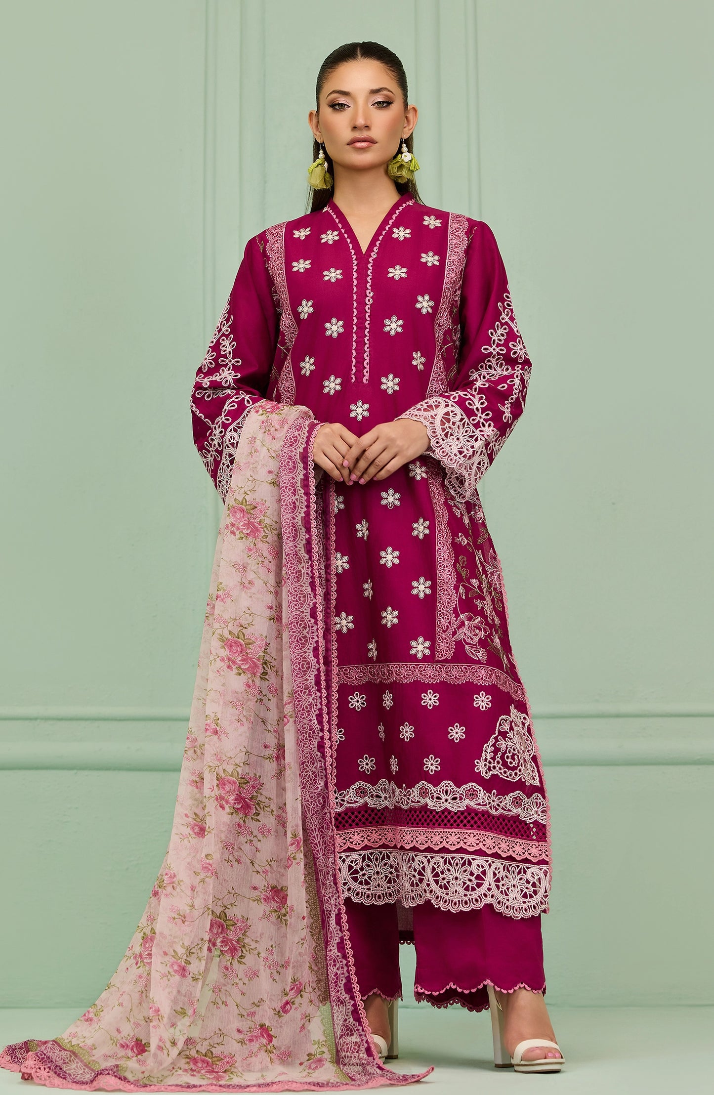 Unstitched | 3 Piece | Embroidered | Lawn Shirt | OTL-20106/U MAGENTA