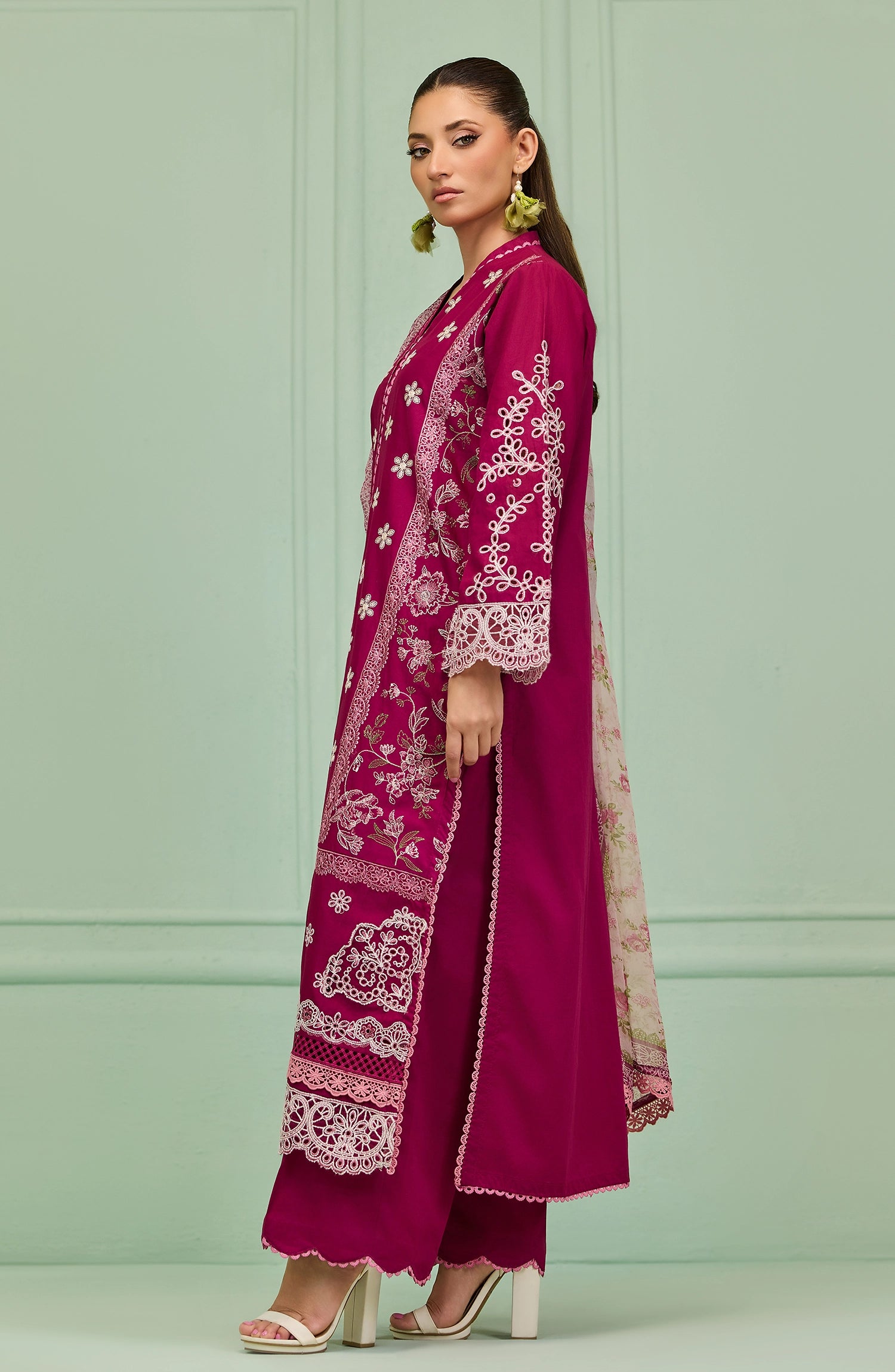 Unstitched | 3 Piece | Embroidered | Lawn Shirt | OTL-20106/U MAGENTA