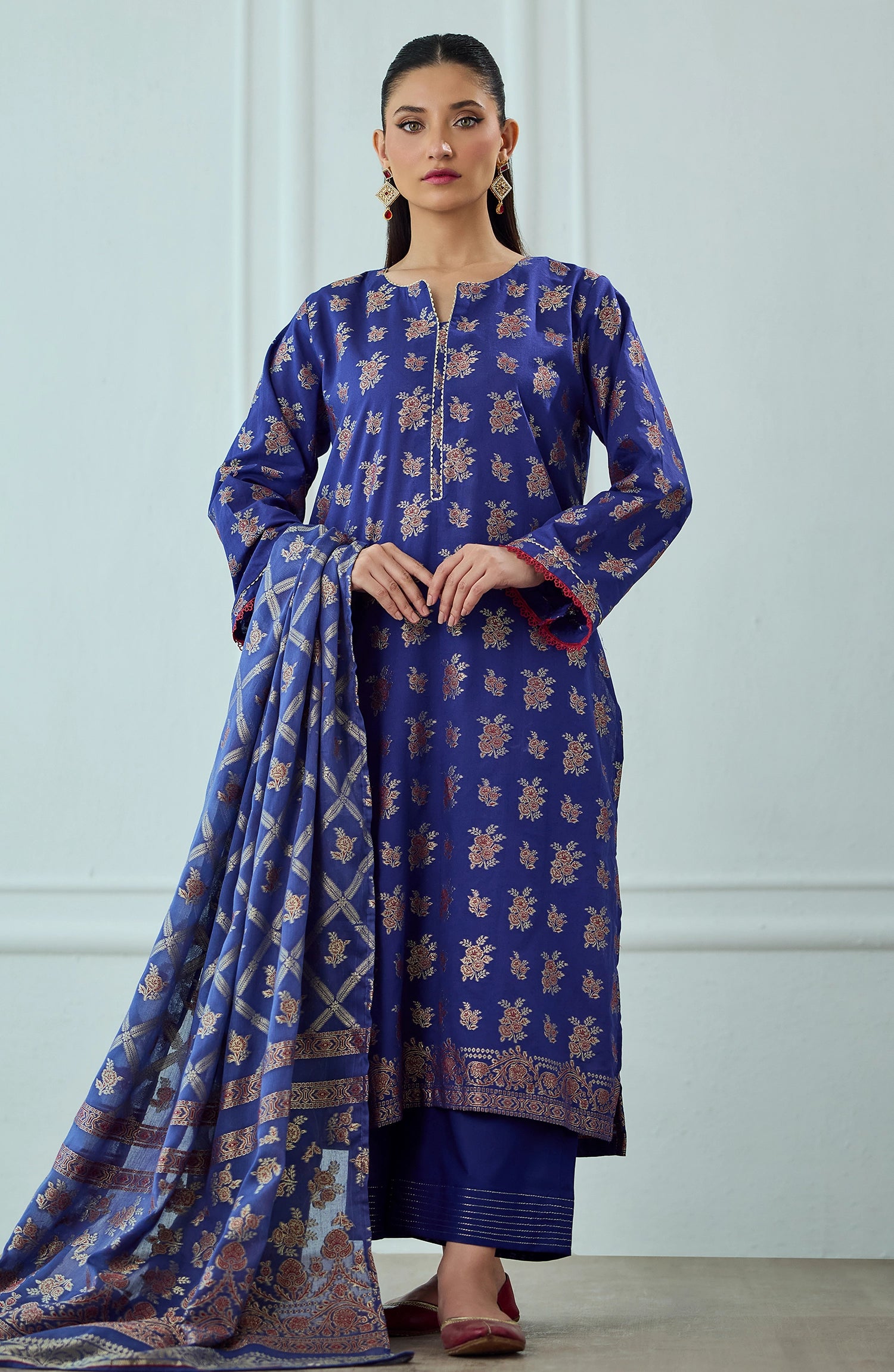 Unstitched | 3 Piece | Weaved | Jacquard Shirt | OTL-25-078/U BLUE