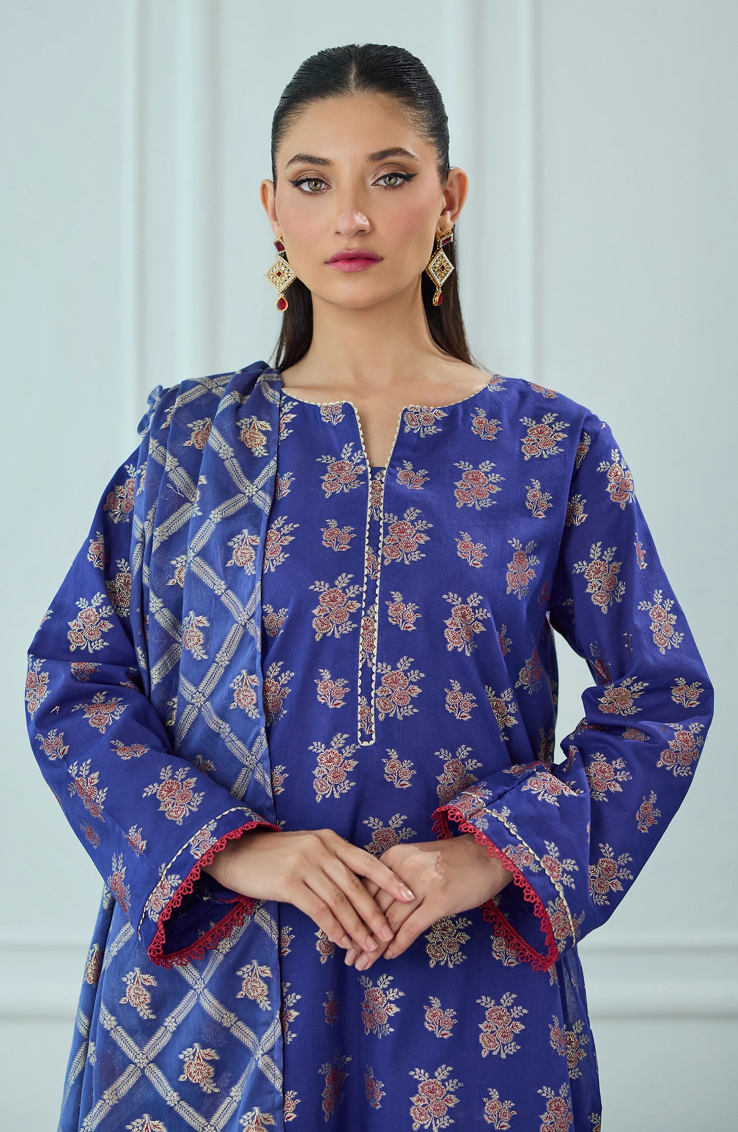Unstitched | 3 Piece | Weaved | Jacquard Shirt | OTL-25-078/U BLUE