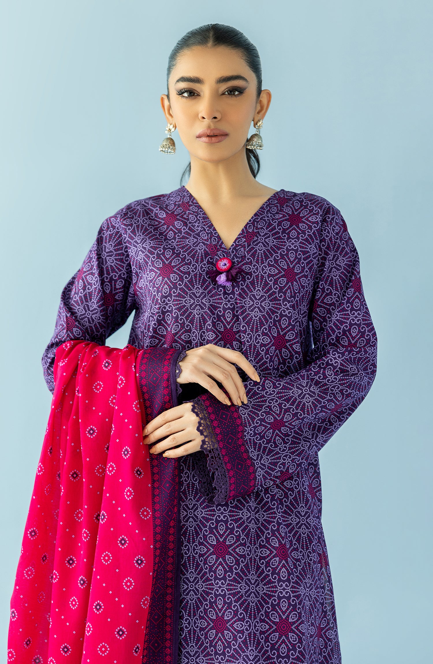 OTL-24-048/U PURPLE LAWN Women UNSTITCHED SHIRT DUPATTA PANTS