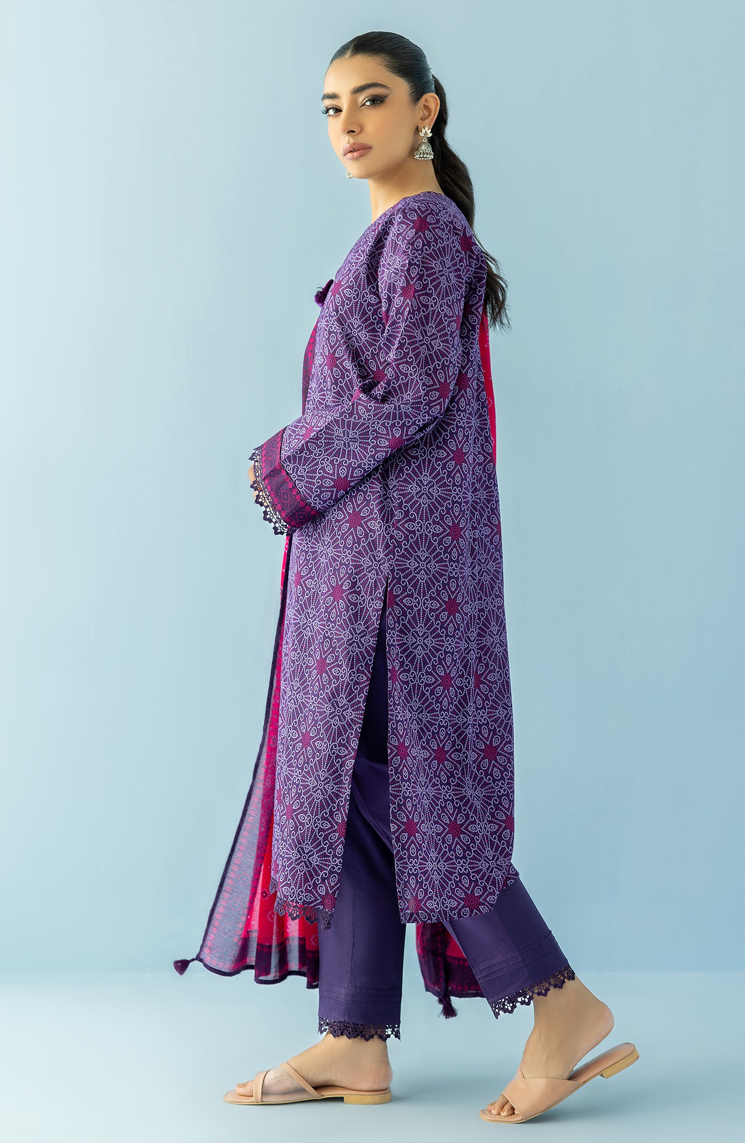 OTL-24-048/U PURPLE LAWN Women UNSTITCHED SHIRT DUPATTA PANTS