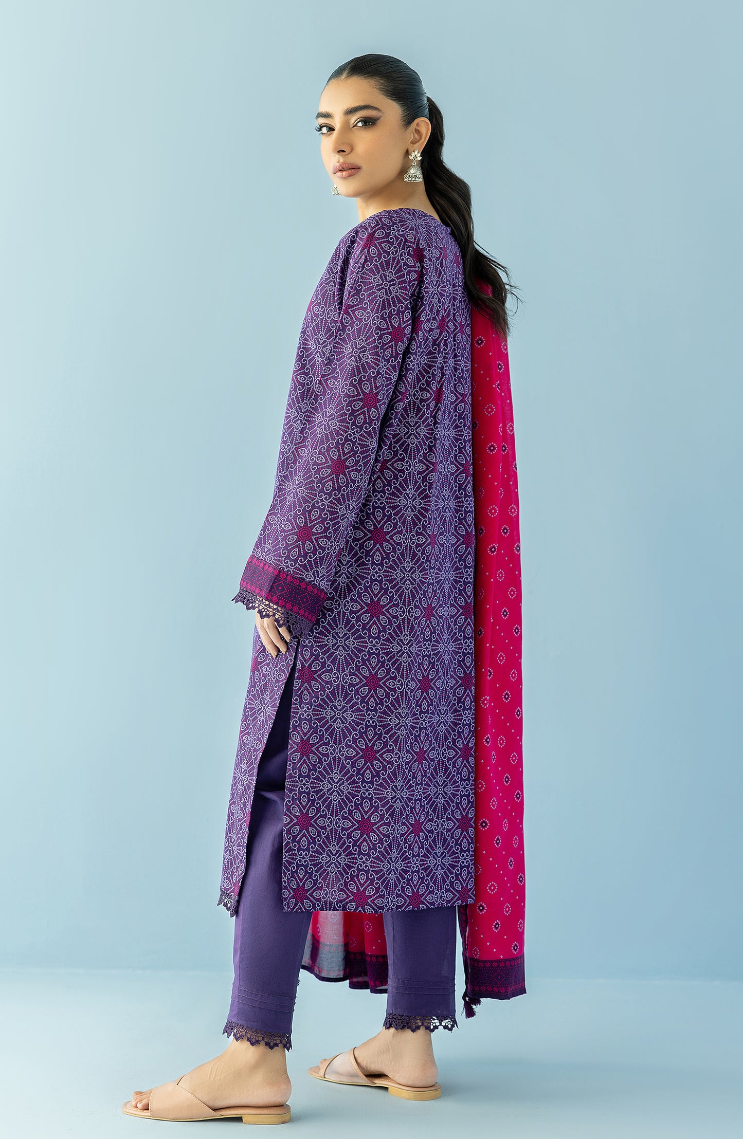 OTL-24-048/U PURPLE LAWN Women UNSTITCHED SHIRT DUPATTA PANTS