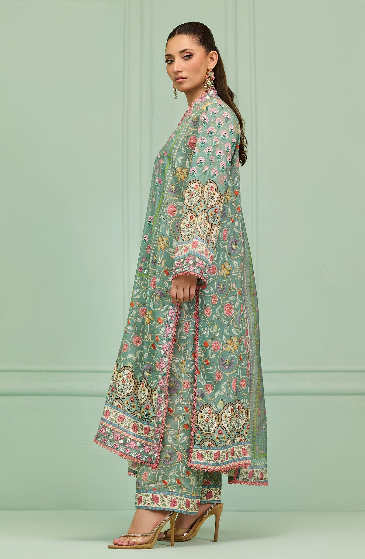 Stitched | 3 Piece | PRINTED EMBROIDERED | Lawn Jacquard Shirt | WRHL26S-3002/S GREEN | BAHAR (LIMITED EDITION)