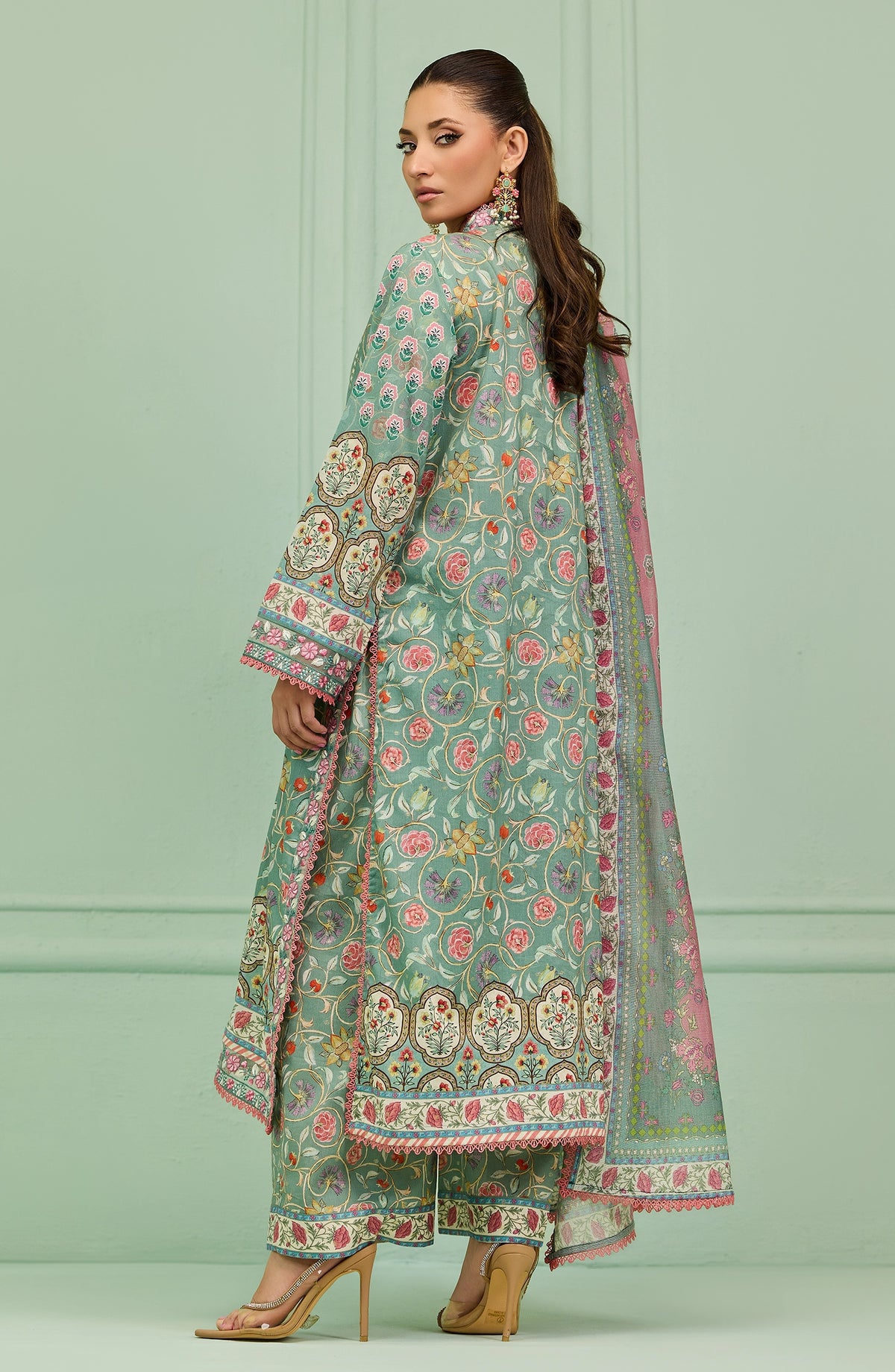 Stitched | 3 Piece | PRINTED EMBROIDERED | Lawn Jacquard Shirt | WRHL26S-3002/S GREEN | BAHAR (LIMITED EDITION)