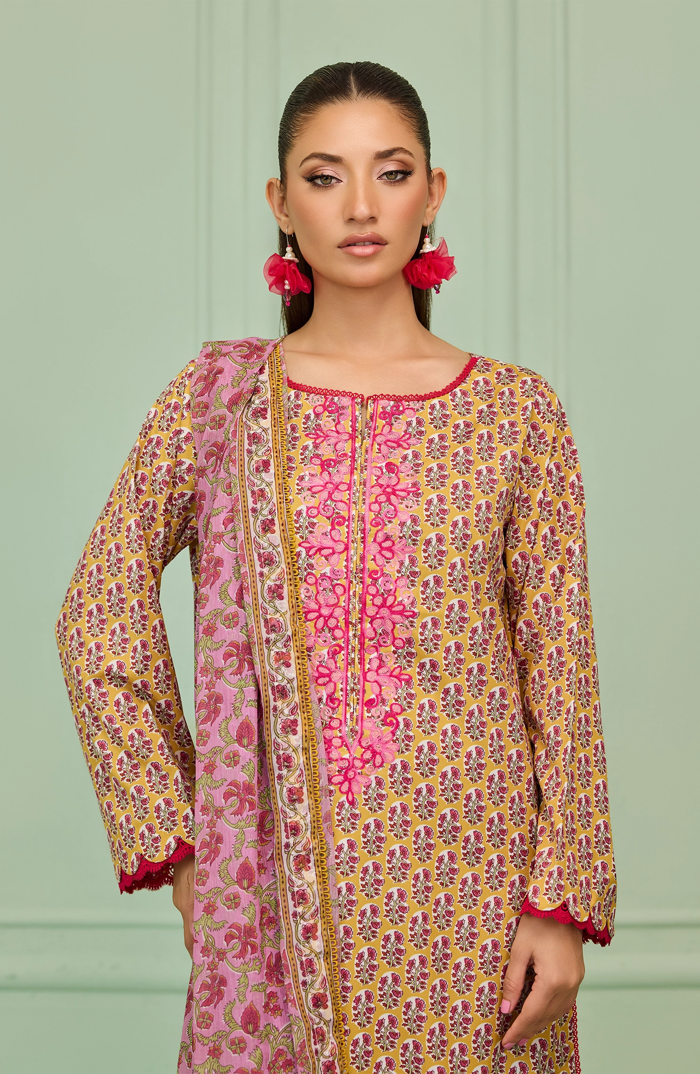 Stitched | 3 Piece | Embroidered | Lawn Shirt | WRFPC26S-3001/S YELLOW