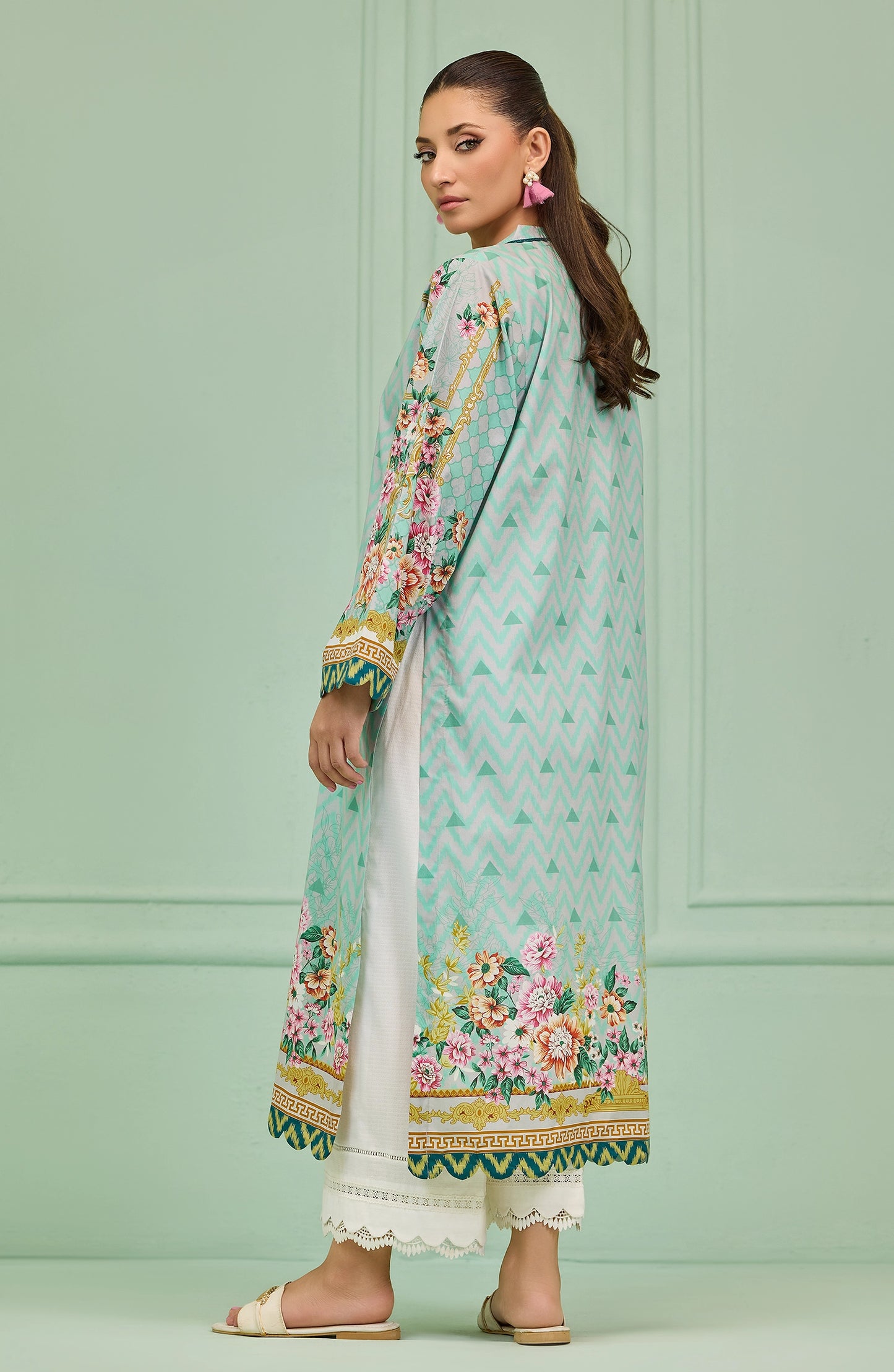 Unstitched 1 Piece Printed Lawn Shirt  (HCS-24-106/U SEA GREEN)
