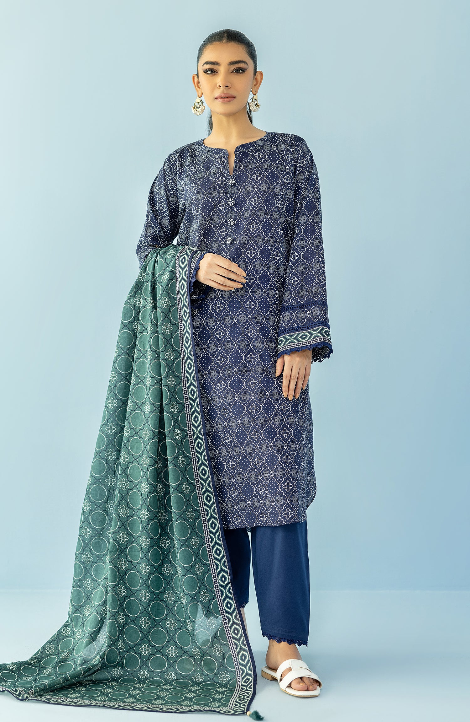 OTL-24-065/U BLUE LAWN Women UNSTITCHED SHIRT DUPATTA PANTS
