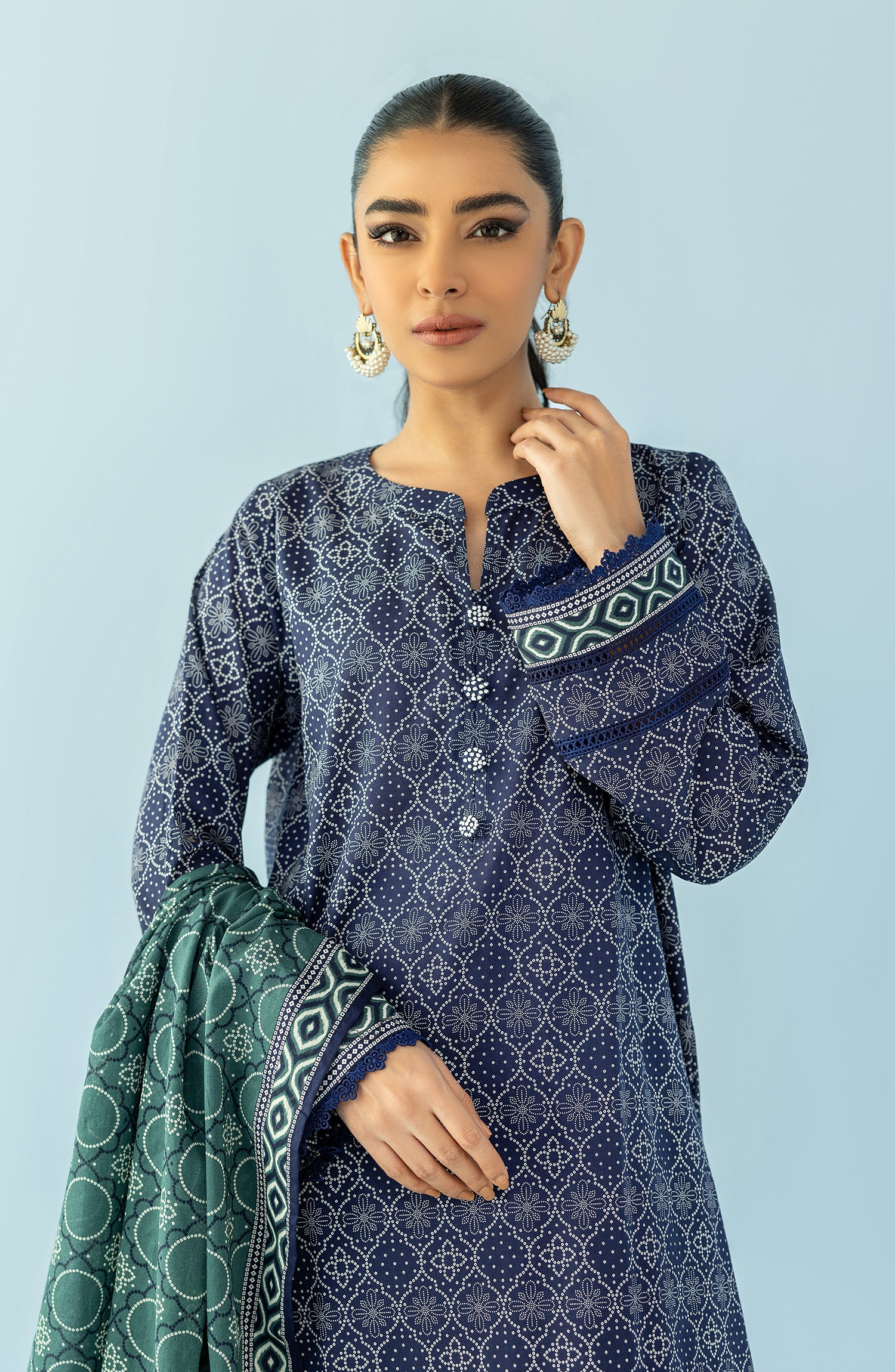 OTL-24-065/U BLUE LAWN Women UNSTITCHED SHIRT DUPATTA PANTS