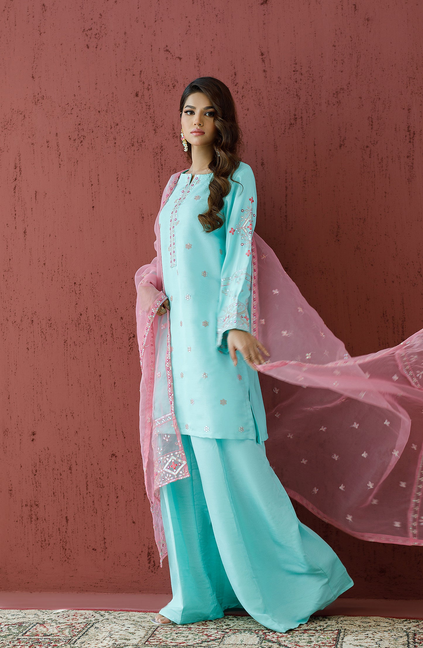 WRFR23W-3011 RAW SILK Women READY TO WEAR SHIRT DUPATTA PANTS