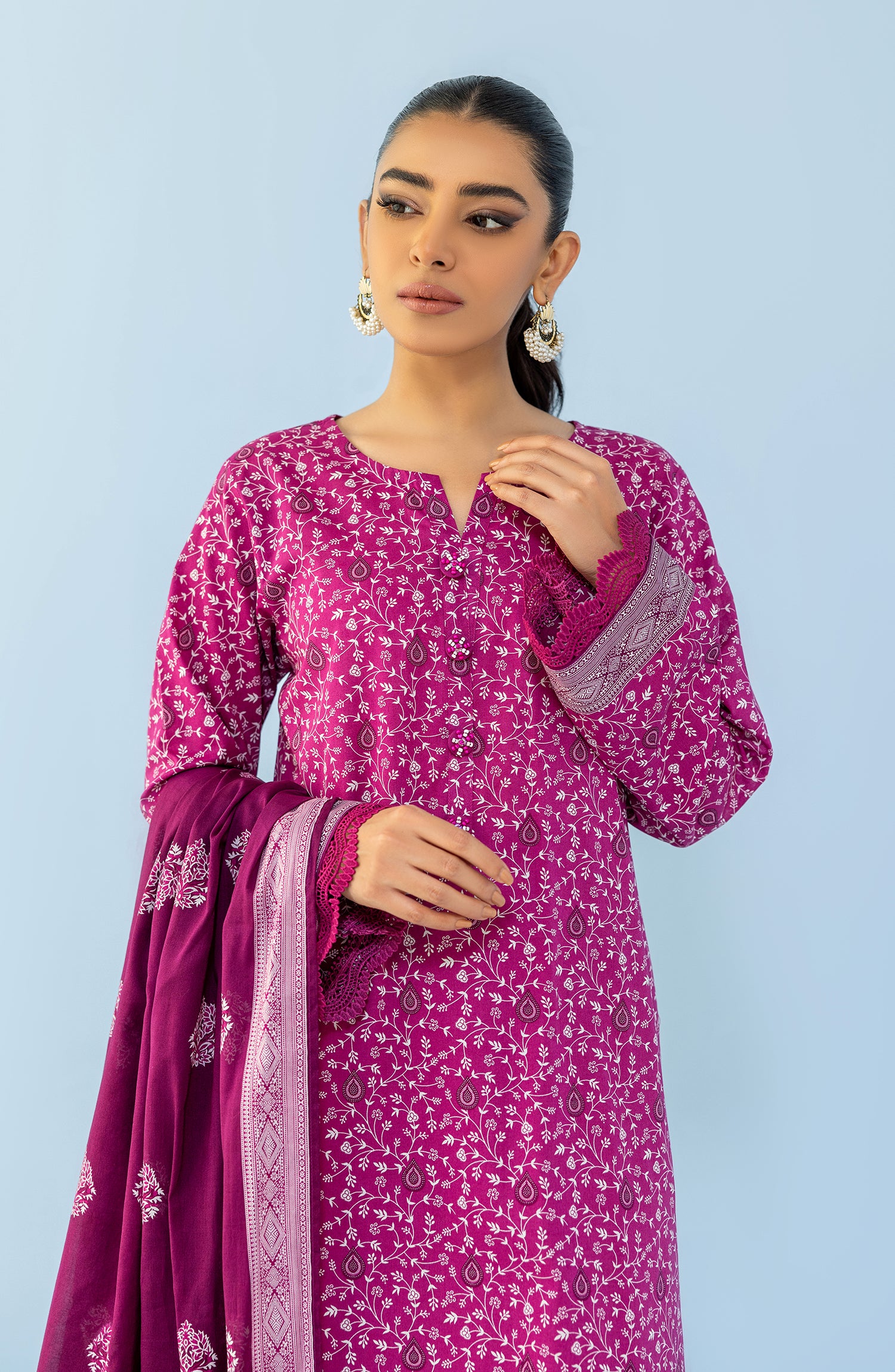OTL-24-026/U PINK LAWN Women UNSTITCHED SHIRT DUPATTA PANTS