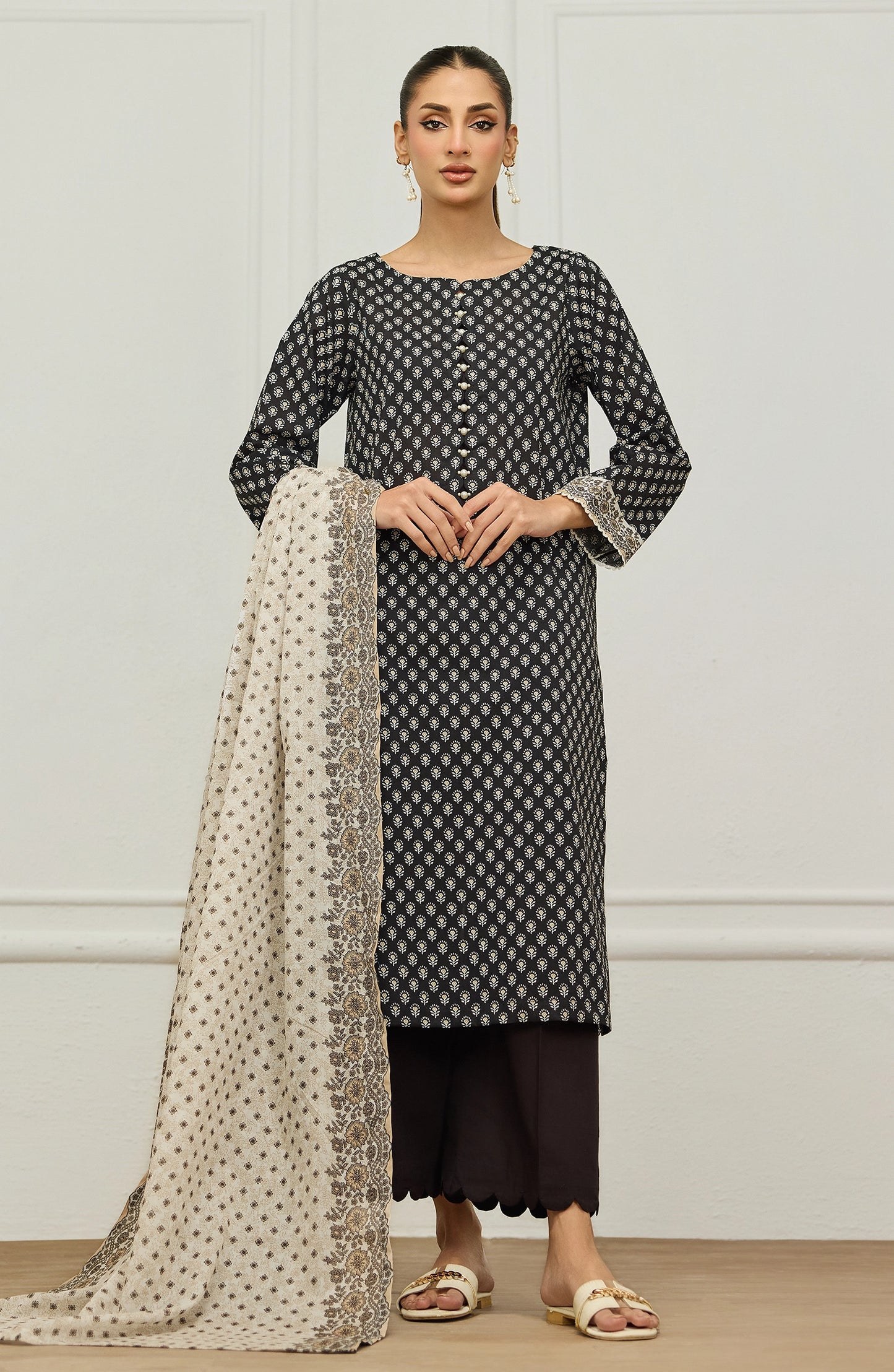 Stitched | 3 Piece | Printed | Lawn Shirt | OTL-20156/S BLACK