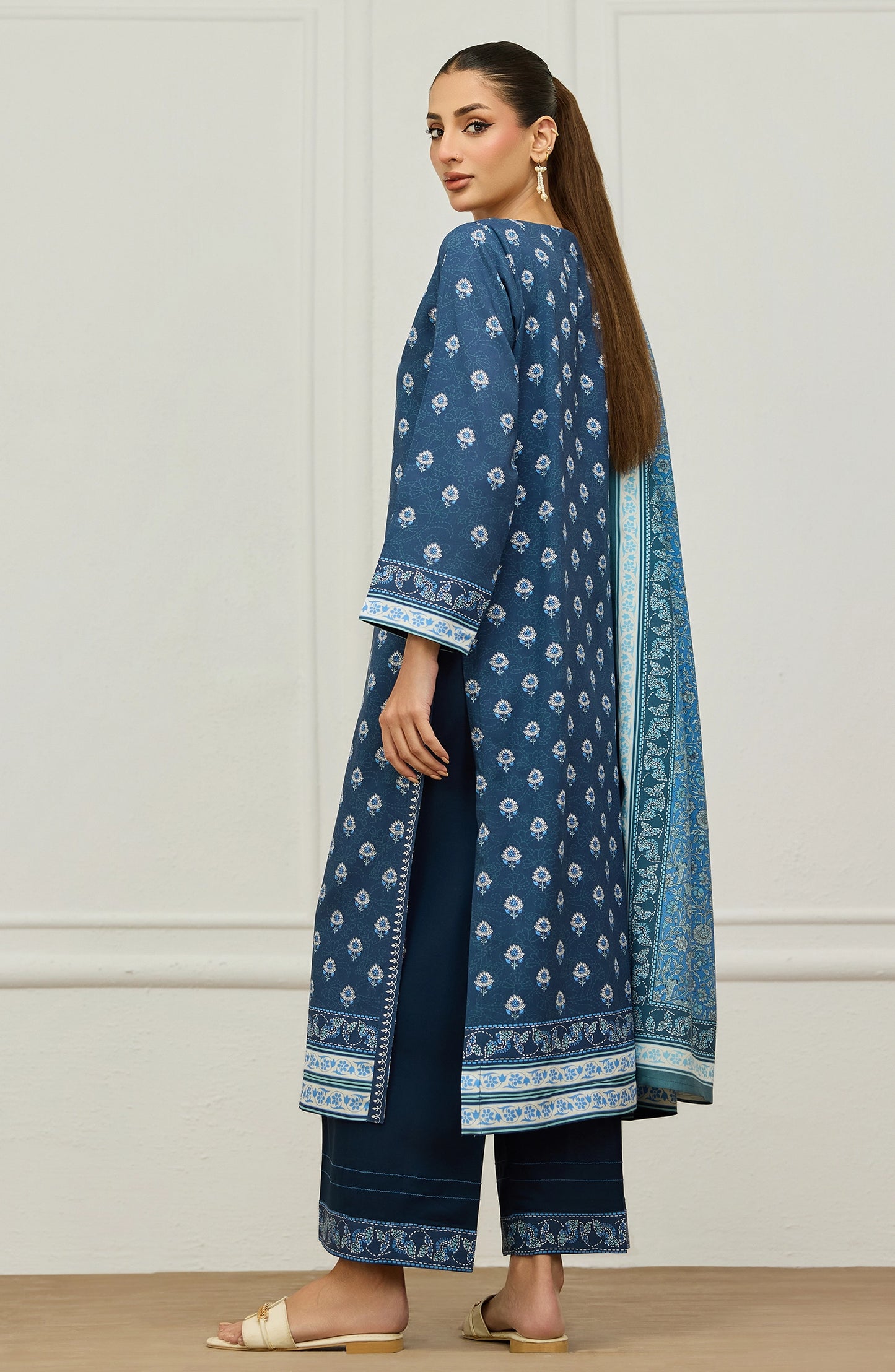 Unstitched | 3 Piece | Embroidered |Linen Shirt | OTL-20965/U BLUE