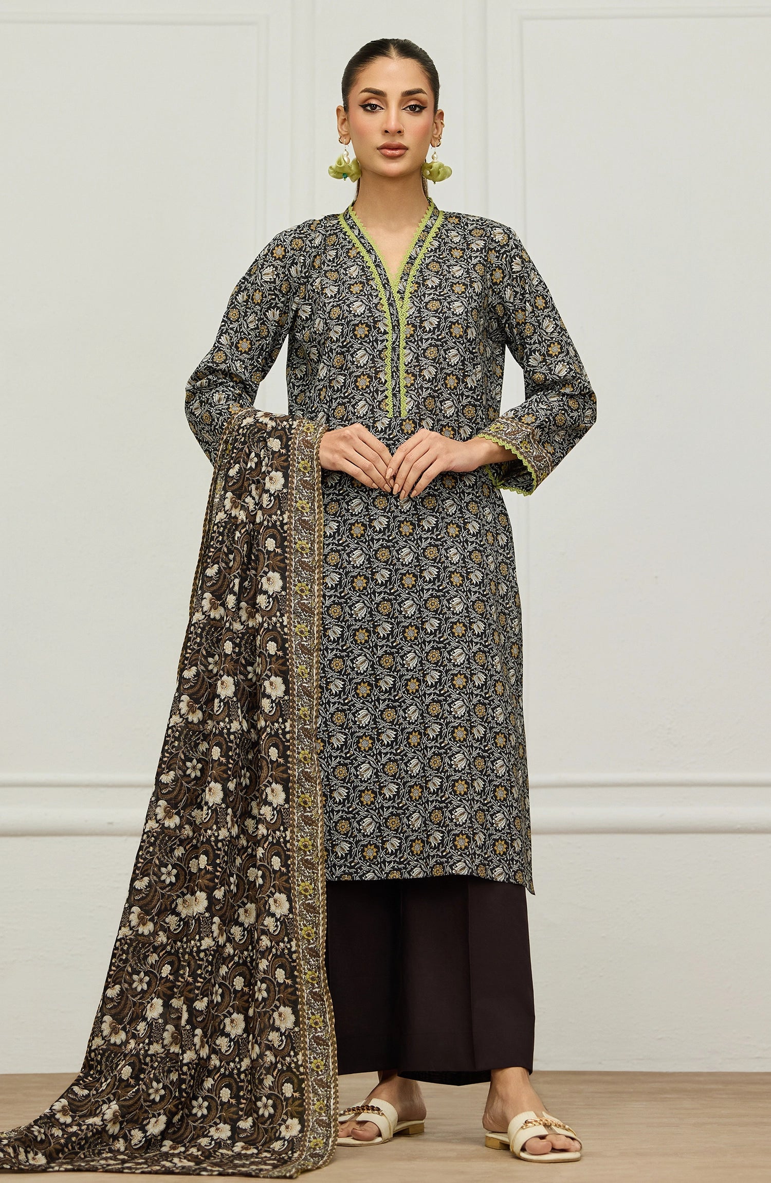Stitched | 3 Piece | Printed | Lawn Shirt | OTL-20206/S BLACK