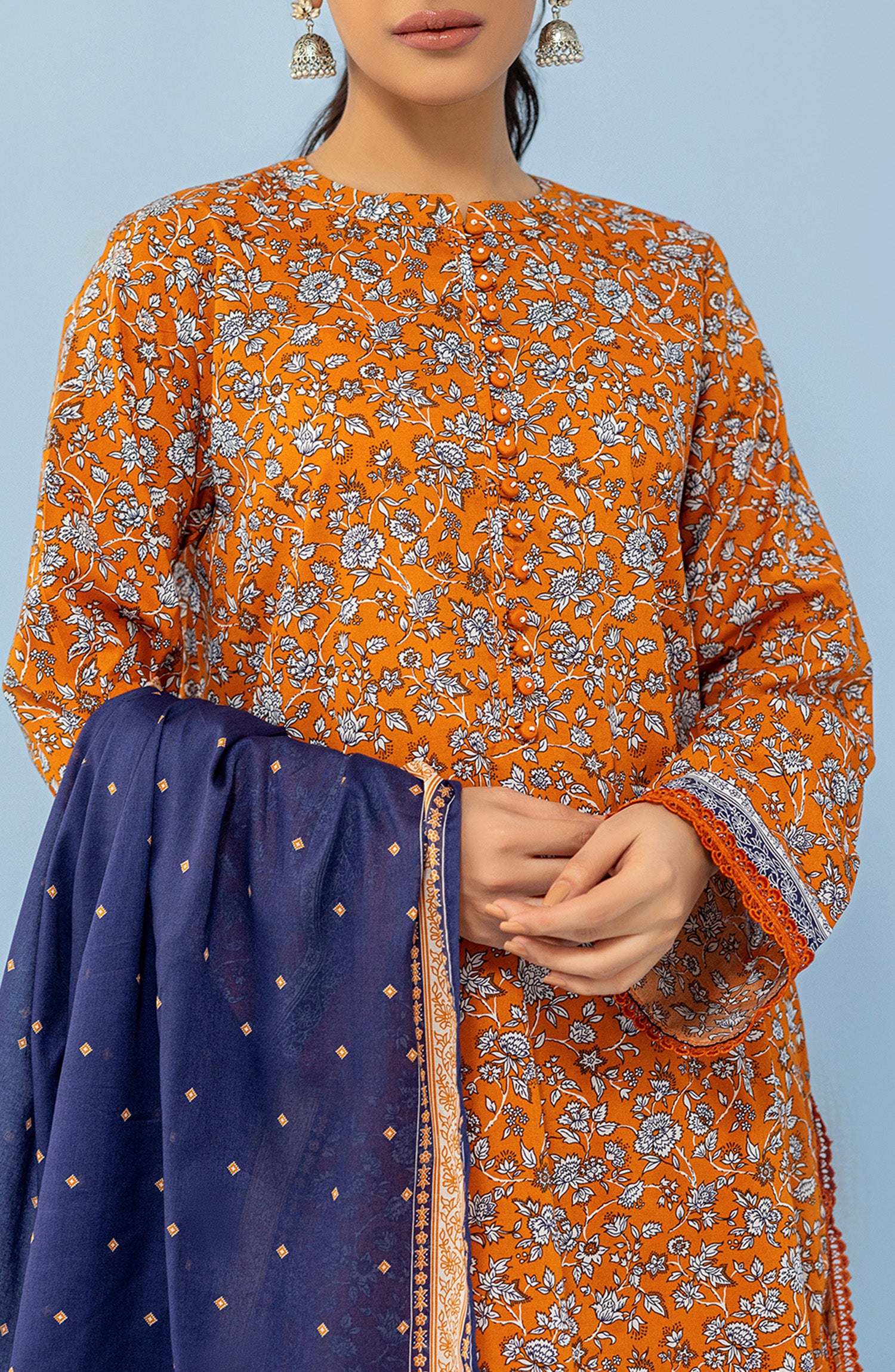 OTL-24-017/U OCHRE LAWN Women UNSTITCHED SHIRT DUPATTA PANTS