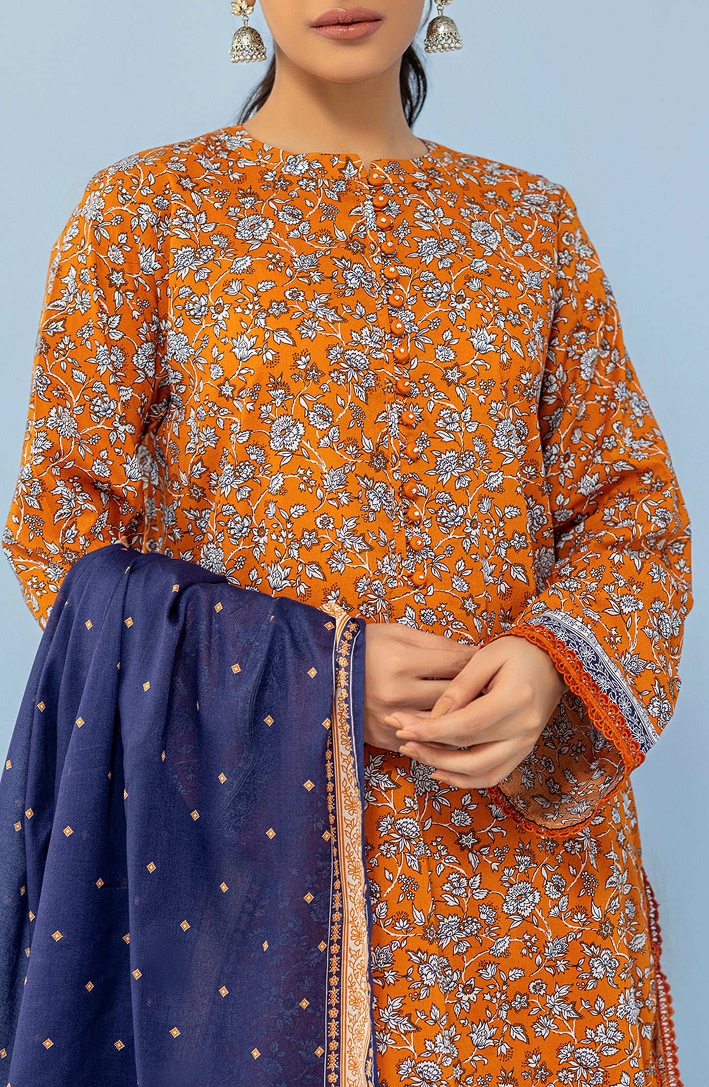 OTL-24-017/U OCHRE LAWN Women UNSTITCHED SHIRT DUPATTA PANTS