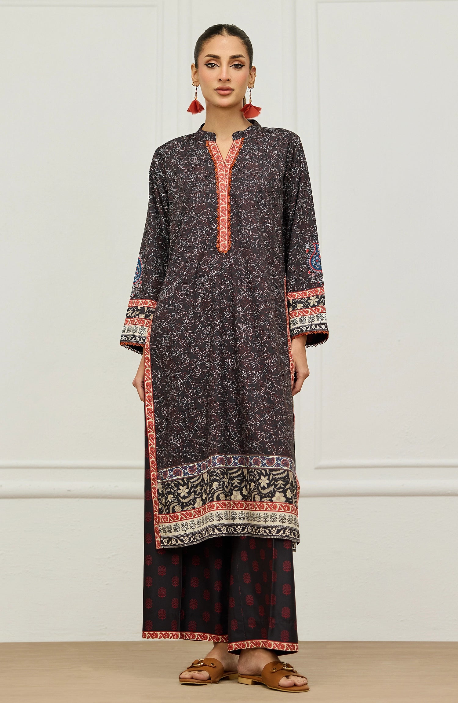 Stitched | 2 Piece | Printed | Poly Crepe Shirt | WRFPC26S-2002/S BLACK