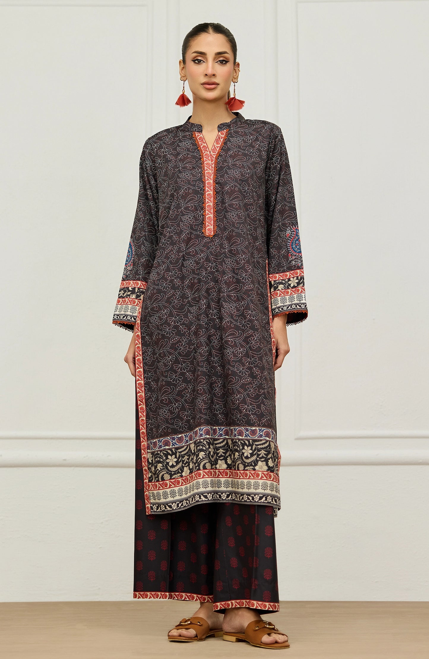 Stitched | 2 Piece | Printed | Poly Crepe Shirt | WRFPC26S-2002/S BLACK