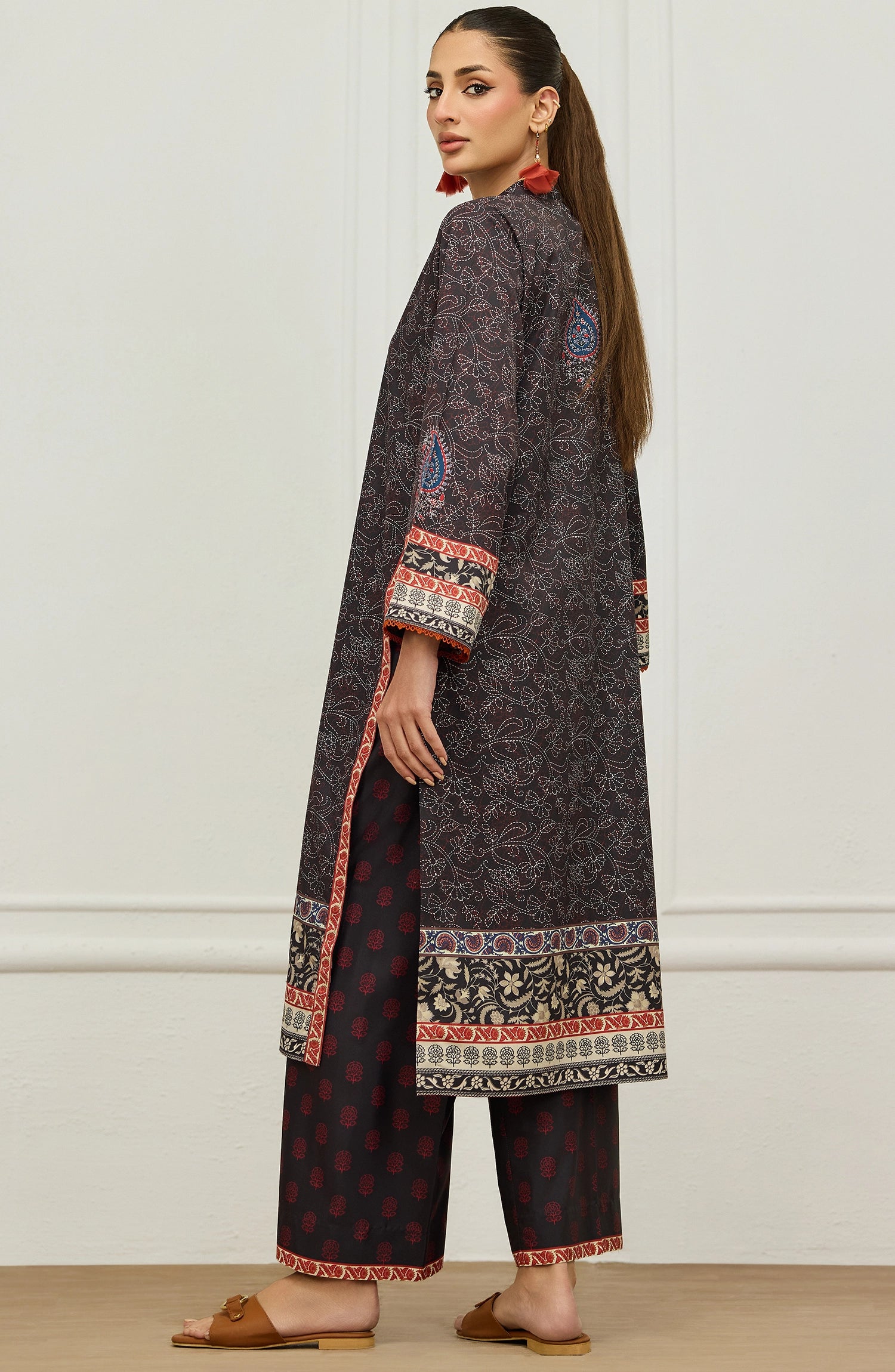 Stitched | 2 Piece | Printed | Poly Crepe Shirt | WRFPC26S-2002/S BLACK