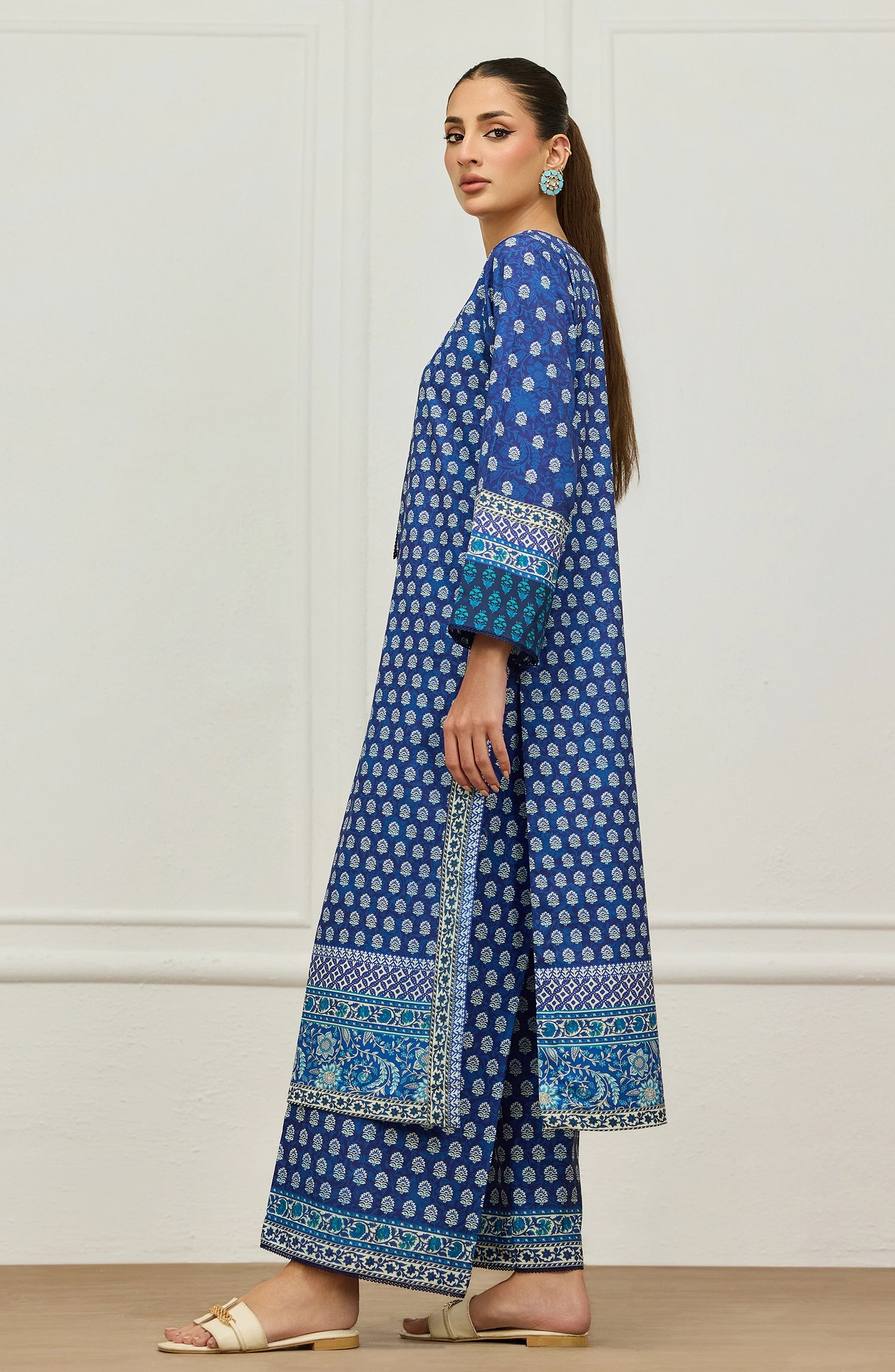 Stitched | 2 Piece | Printed | Poly Crepe Shirt | WRFPC26S-2001/S BLUE