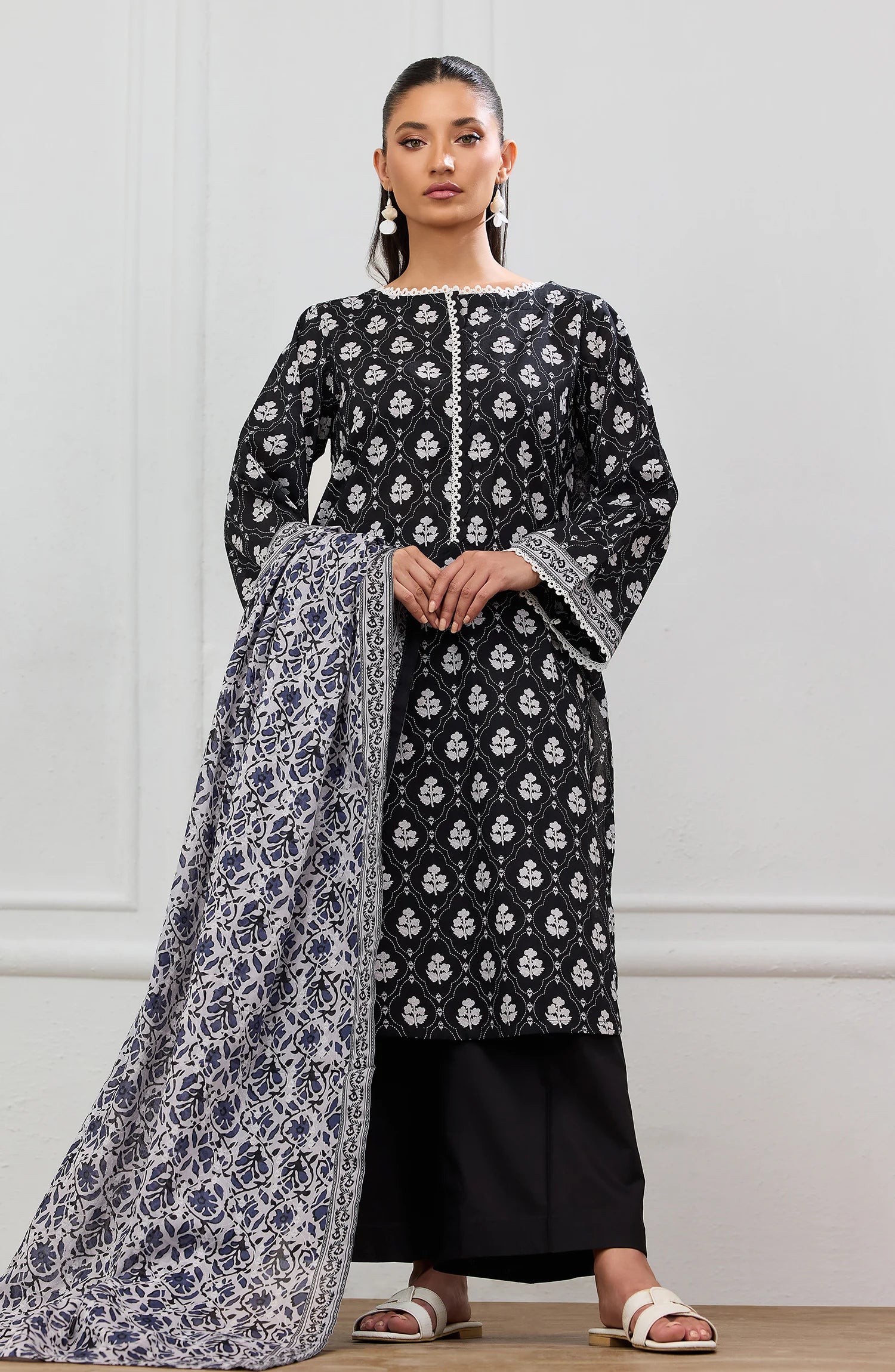 Stitched | 3 Piece | Printed | Lawn Shirt | OTL-20086/S BLACK