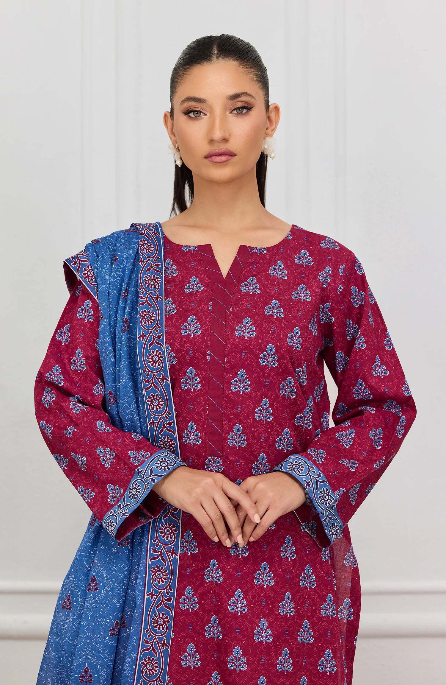 Unstitched | 3 Piece | Printed | Lawn Shirt | OTL-25-519/U MAROON