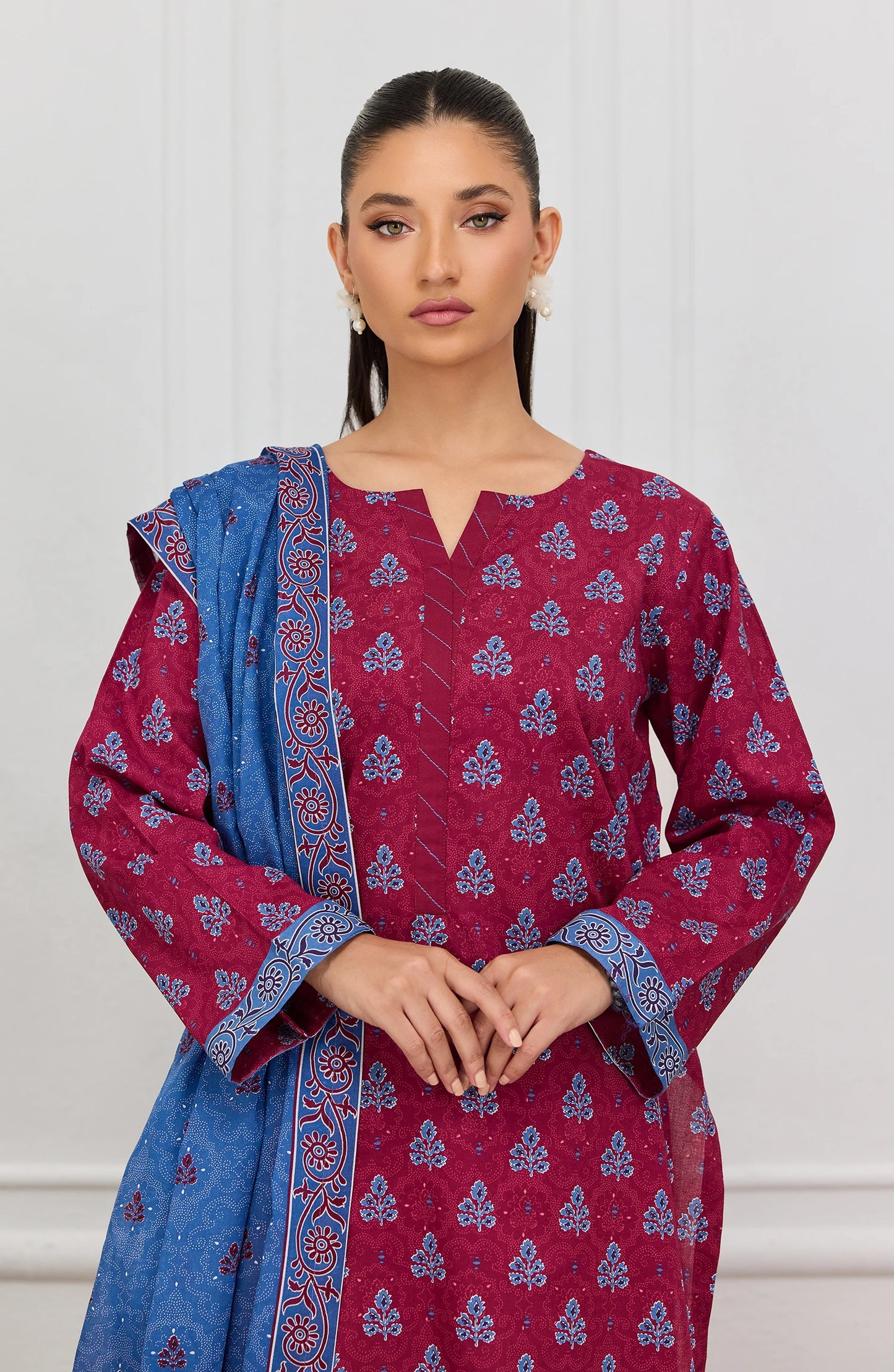 Unstitched | 3 Piece | Printed | Lawn Shirt | OTL-25-519/U MAROON