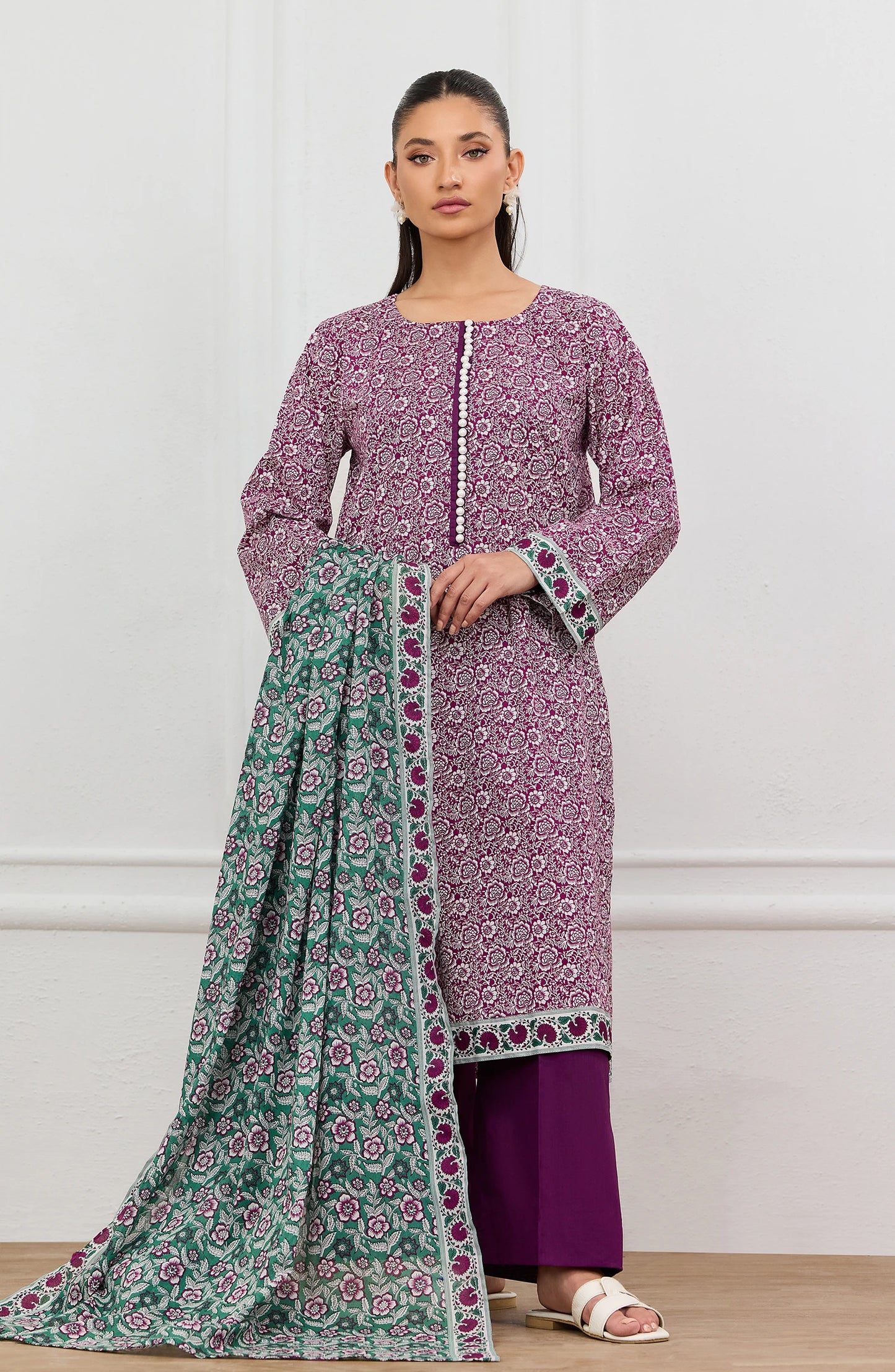 Stitched | 3 Piece | Printed | Lawn Shirt | OTL-20525/S MAGENTA