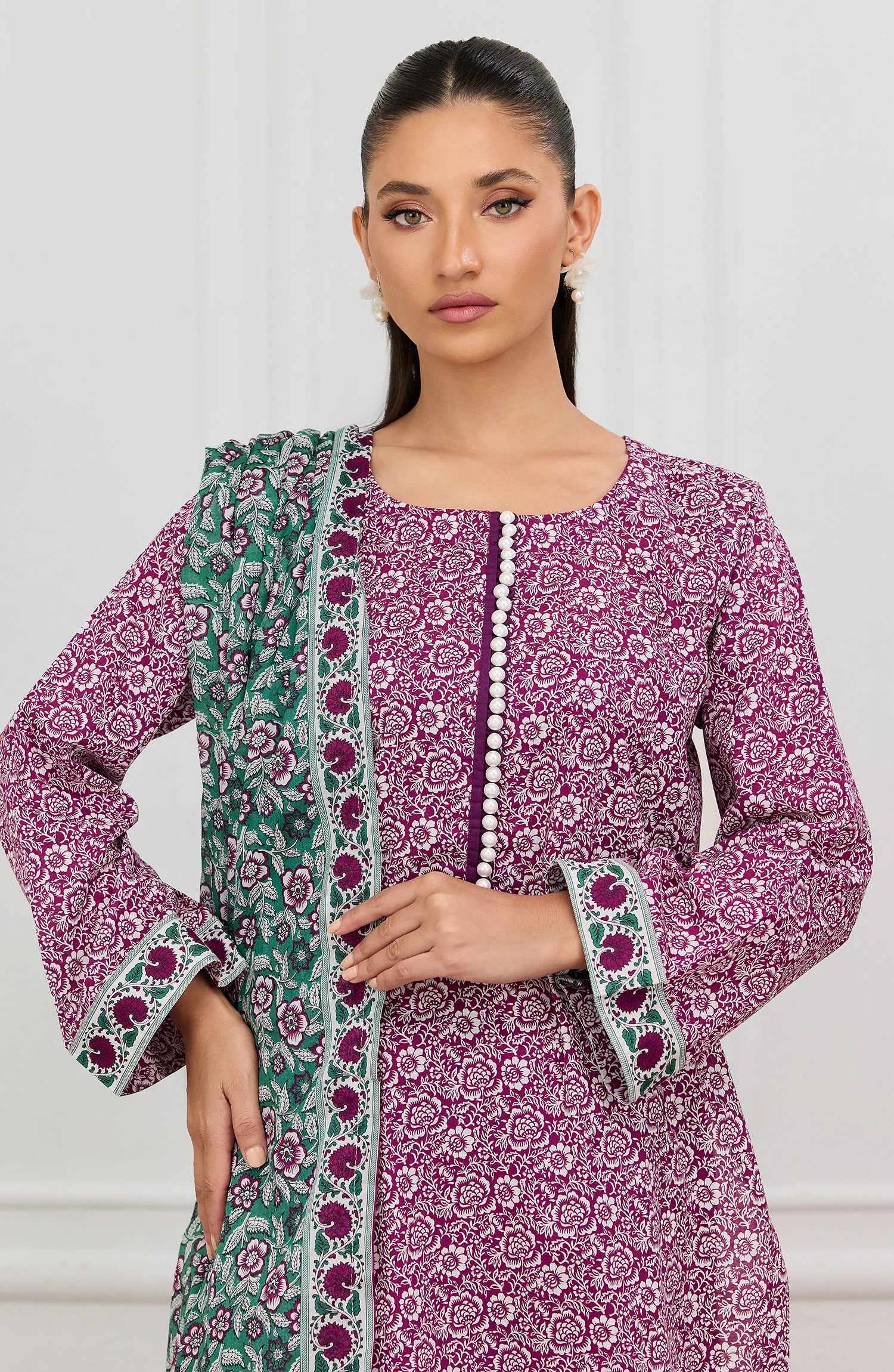 Unstitched | 3 Piece | Printed | Lawn Shirt | OTL-20525/U MAGENTA