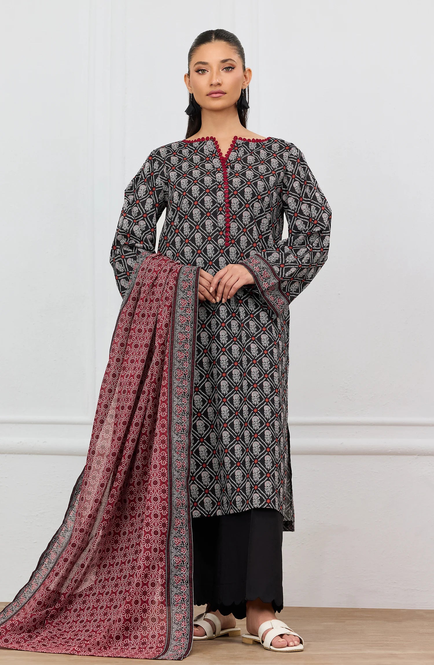 Stitched | 3 Piece | Printed | Lawn Shirt | OTL-20046/S BLACK