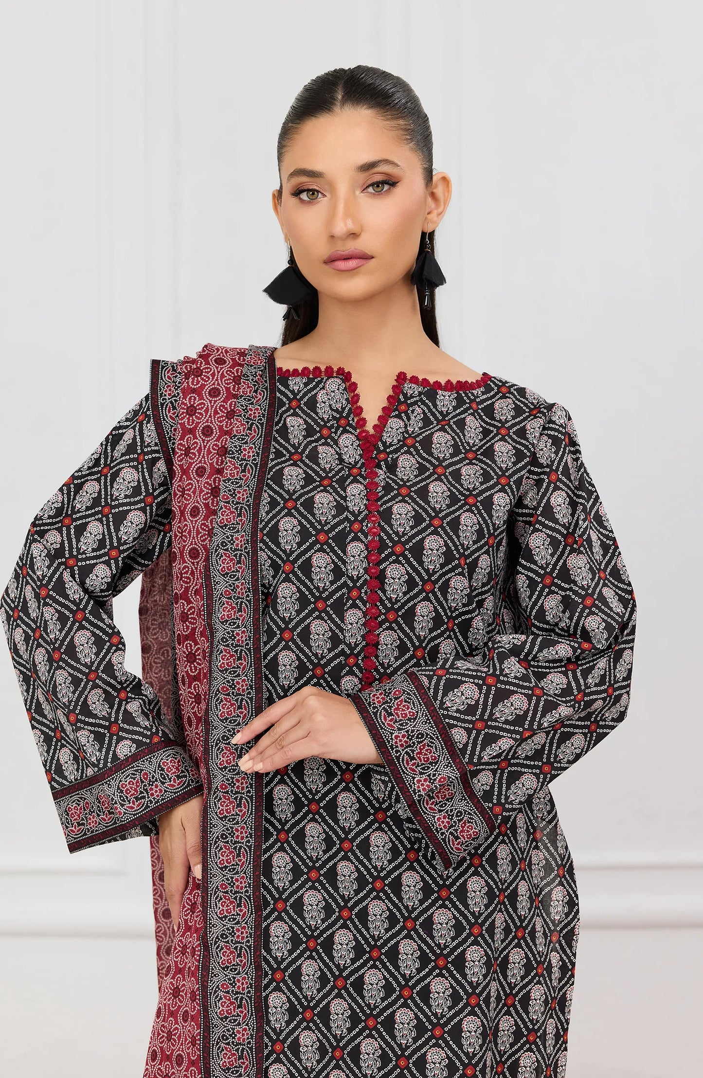 Stitched | 3 Piece | Printed | Lawn Shirt | OTL-20046/S BLACK