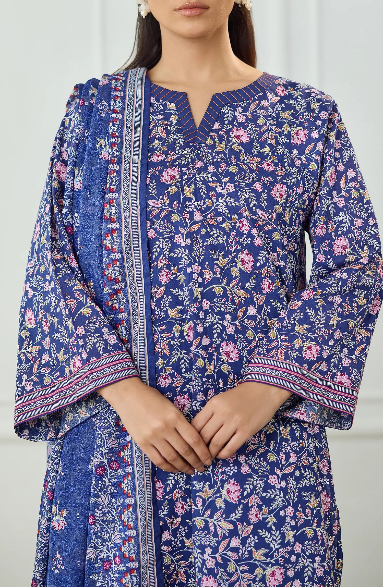 Unstitched | 3 Piece | Printed | Lawn Shirt | OTL-25-513/U BLUE