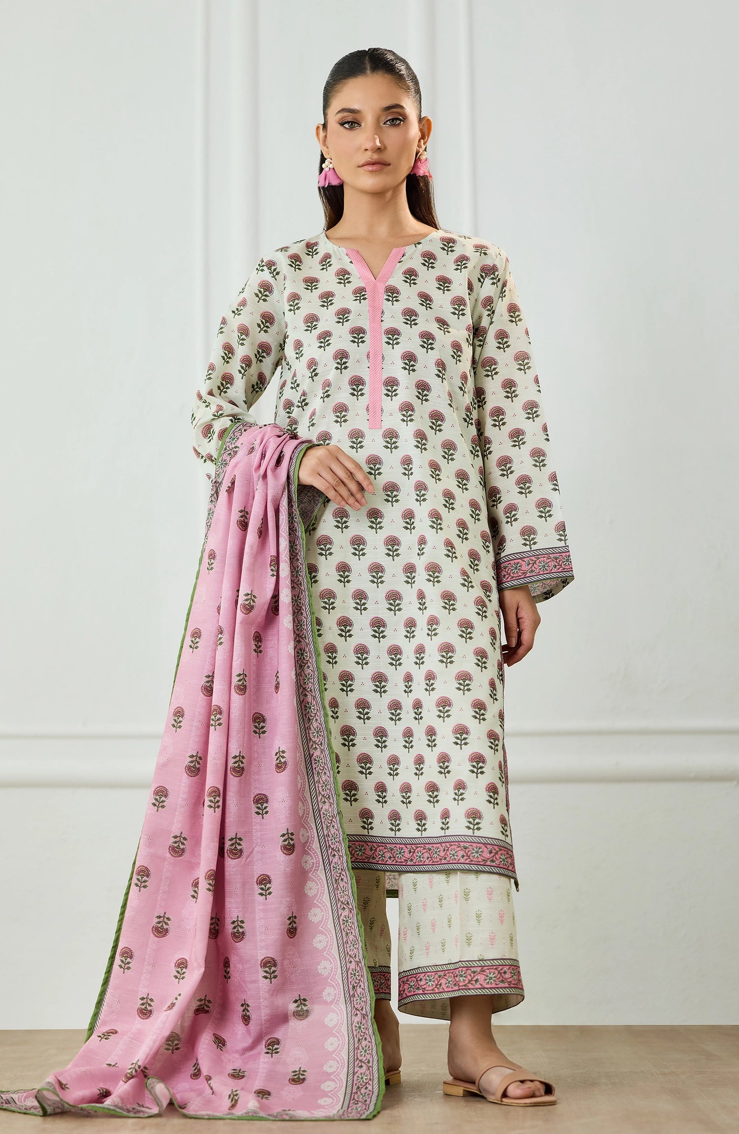 Unstitched | 3 Piece | Printed |  Lawn Shirt | OTL-25-475/U BEIGE