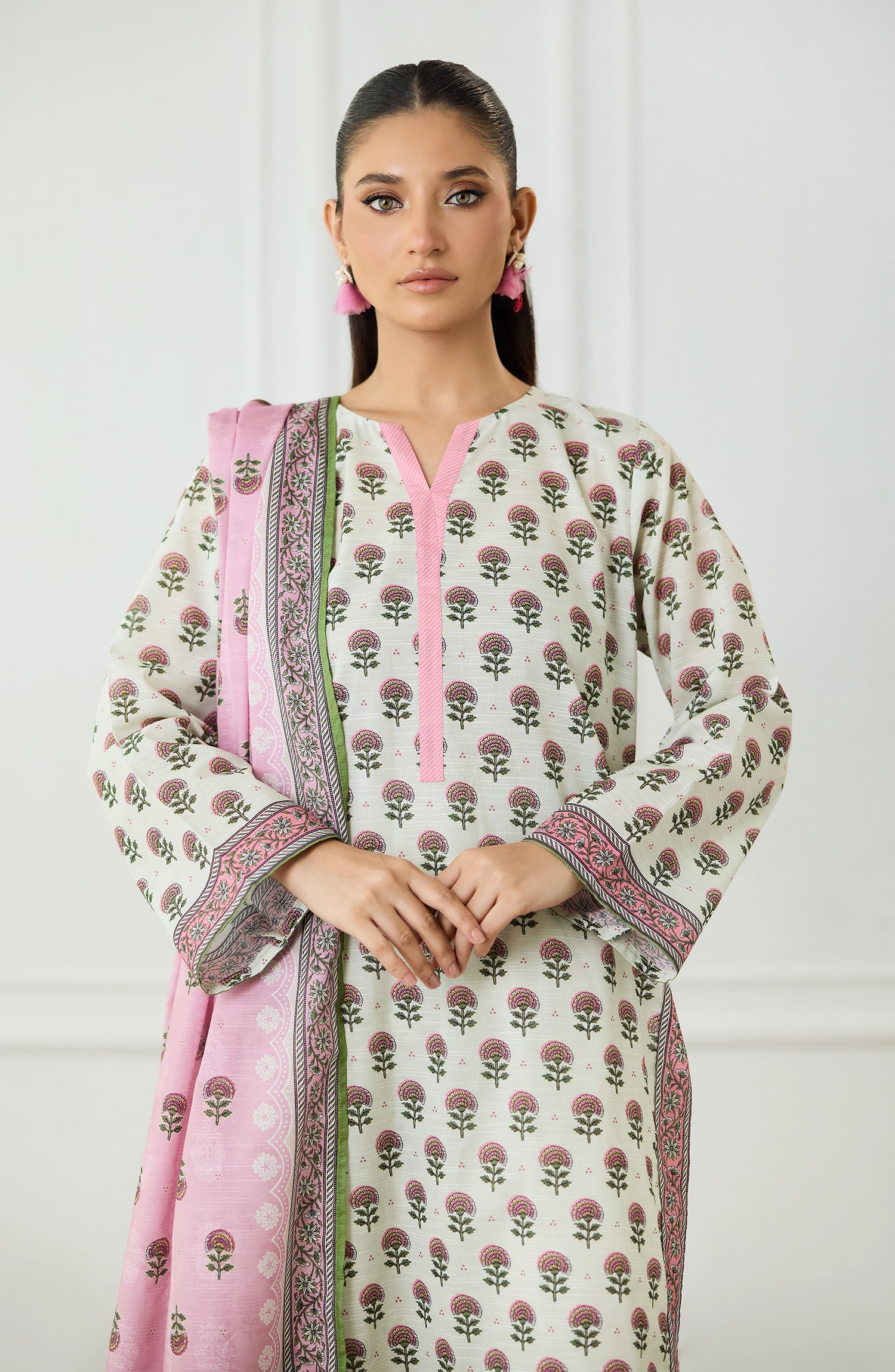 Unstitched | 3 Piece | Printed |  Lawn Shirt | OTL-25-475/U BEIGE