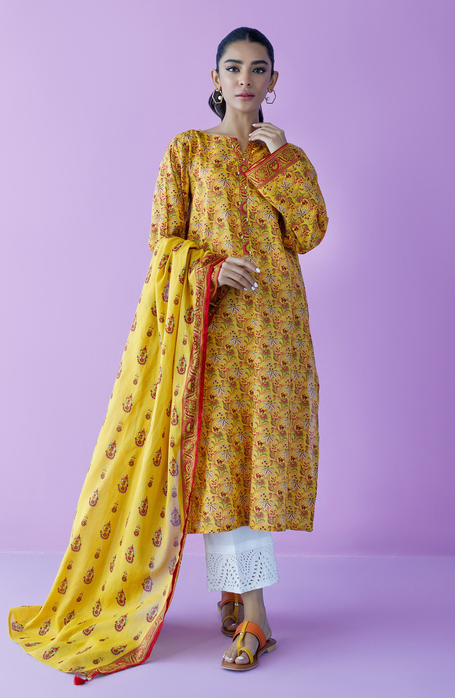Unstitched | 3 Piece | Printed | Lawn Shirt | OTL-25-541/U YELLOW