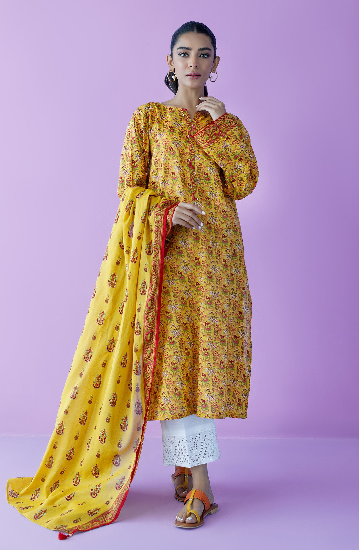 Unstitched | 3 Piece | Printed | Lawn Shirt | OTL-25-541/U YELLOW