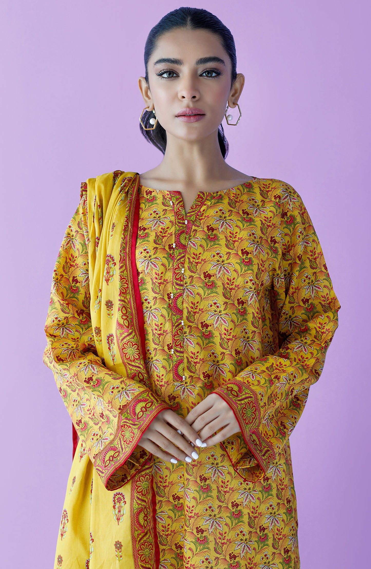Unstitched | 3 Piece | Printed | Lawn Shirt | OTL-25-541/U YELLOW