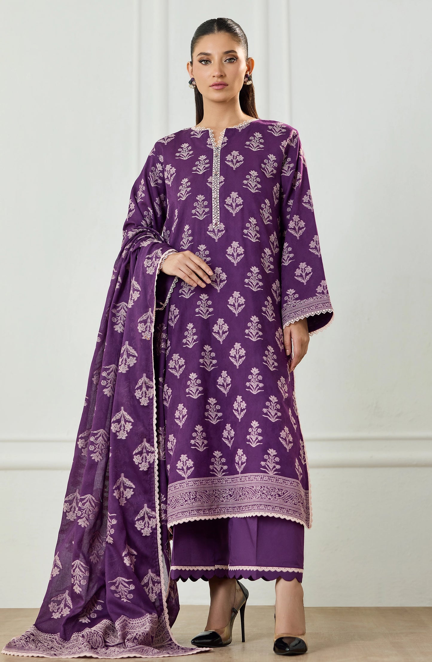 Unstitched | 3 Piece | Weaved | Jacquard Shirt | OTL-25-081/U PURPLE