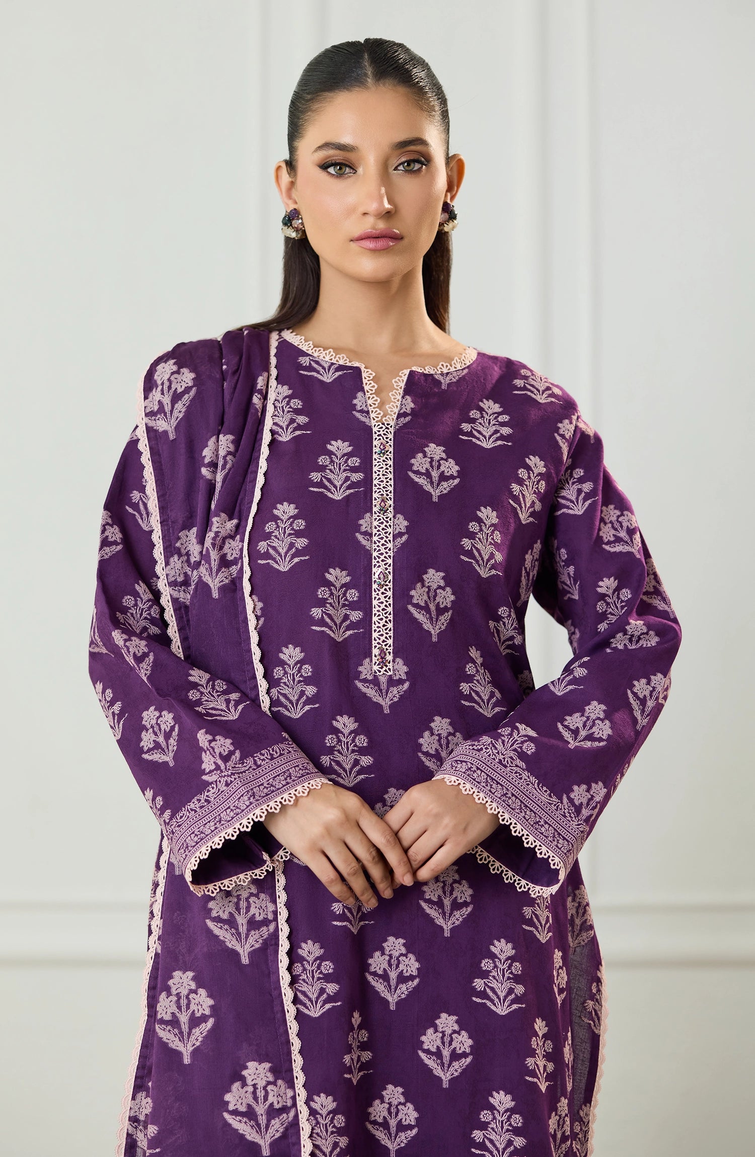 Unstitched | 3 Piece | Weaved | Jacquard Shirt | OTL-25-081/U PURPLE