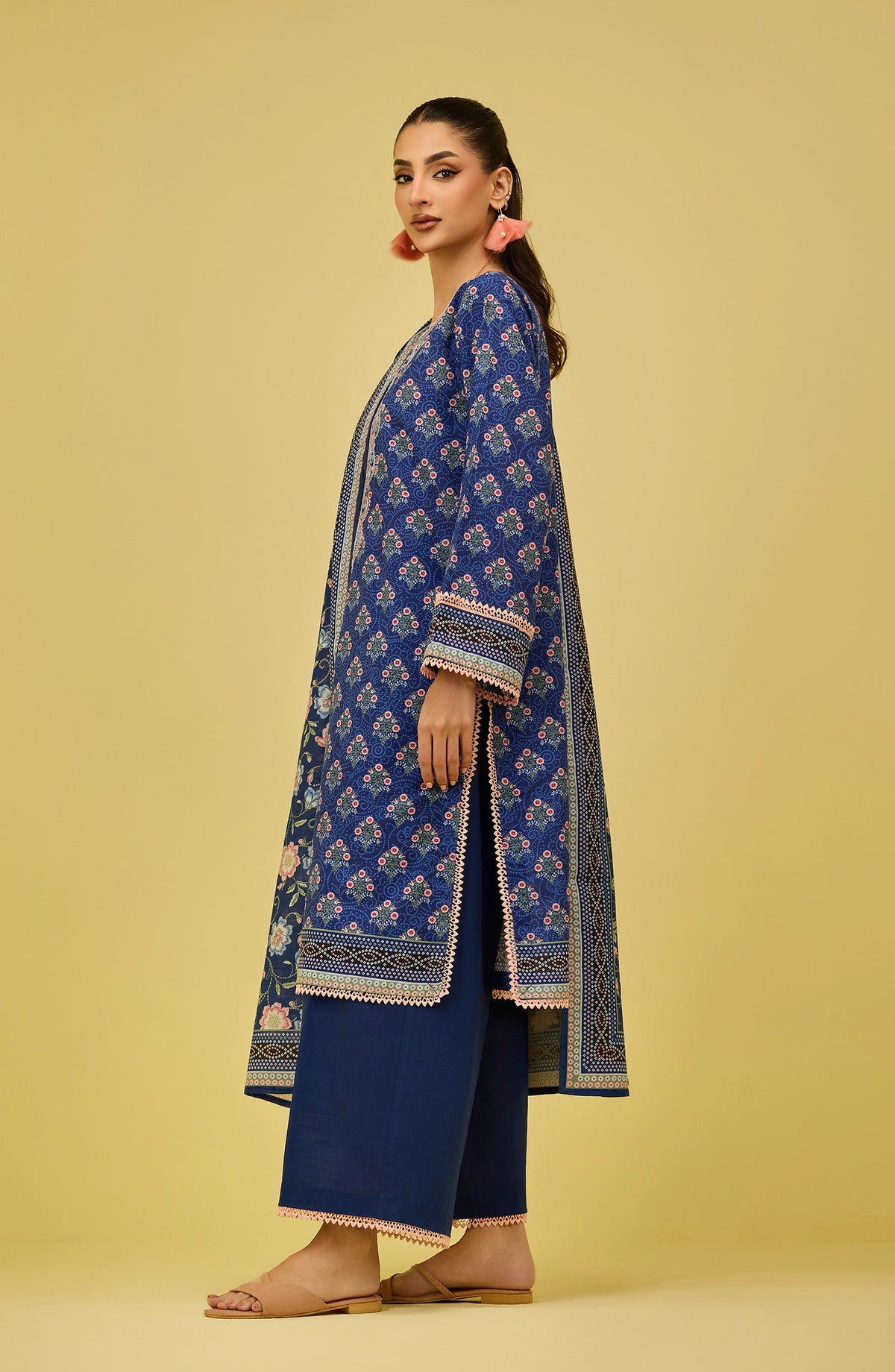Unstitched | 3 Piece | Printed | Khaddar Shirt | OTL-20776/U NAVY BLUE | HOG