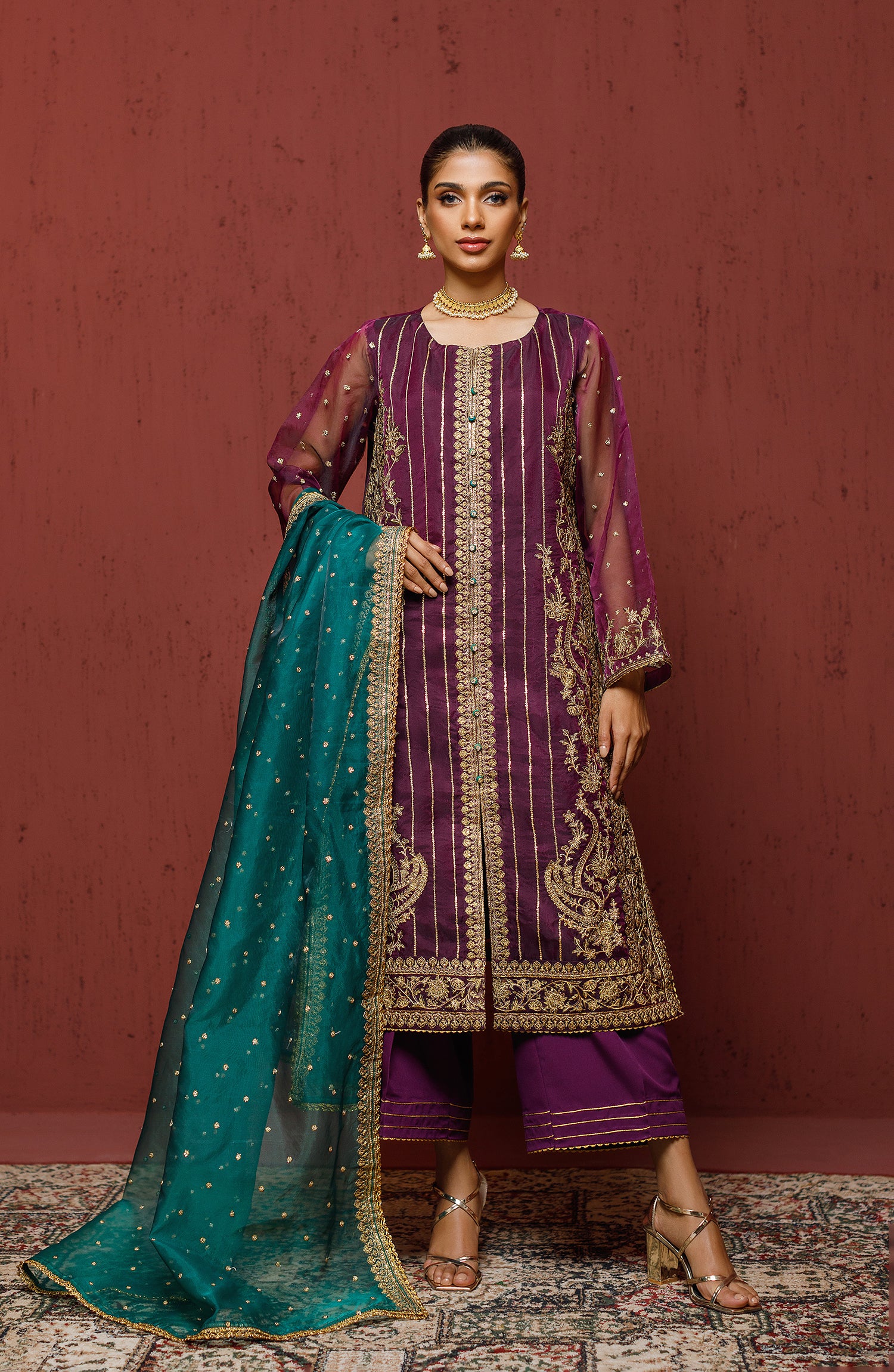 OTLF-23-060/S PURPLE COTTON Women READY TO WEAR SHIRT DUPATTA PANTS