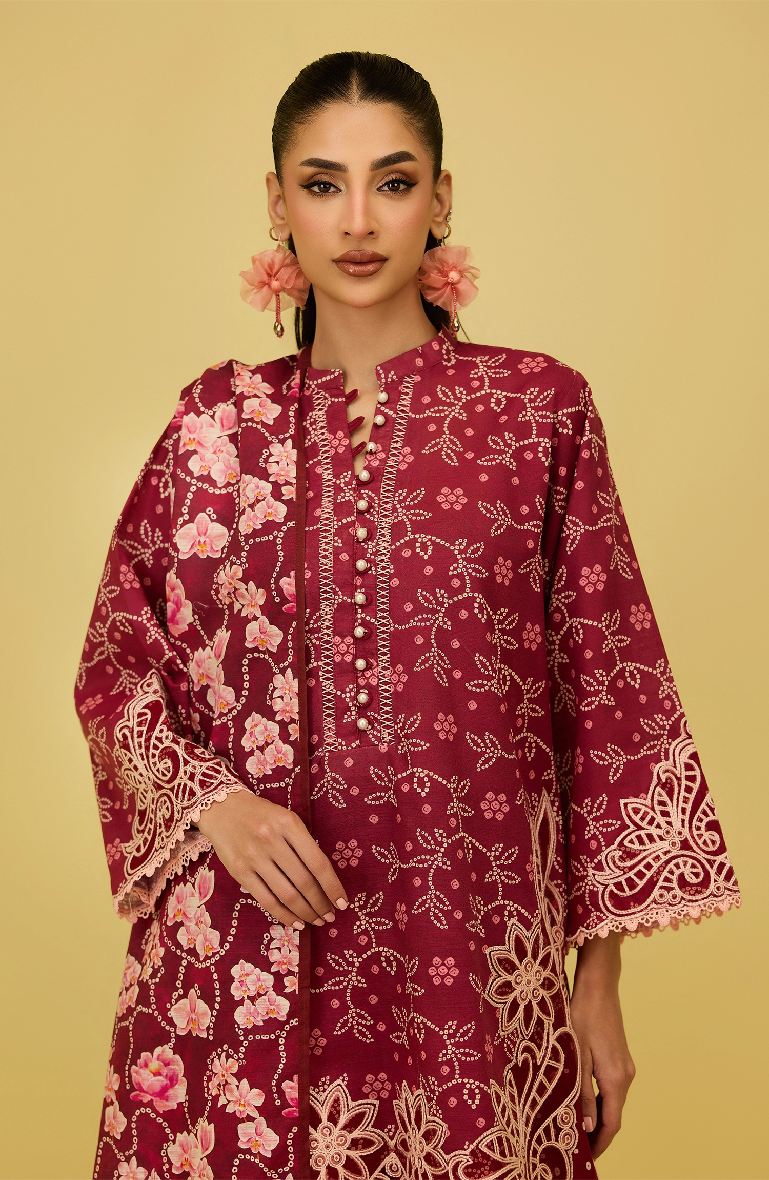Unstitched | 3 Piece | Printed Embroidered | Khaddar Shirt | OTL-20796/U RED | JODA